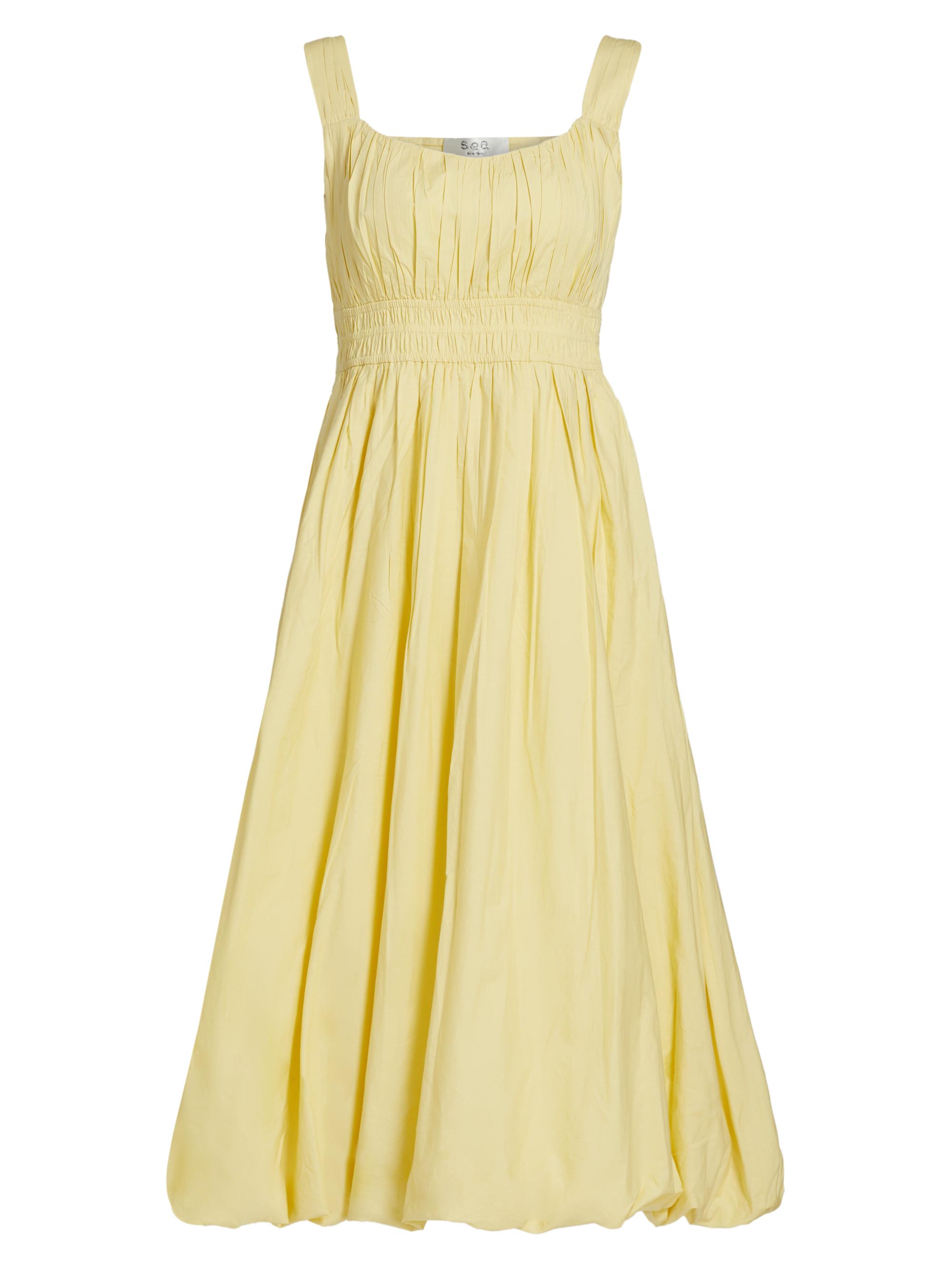 knee length dresses for ladies Airy Poplin Midi Dress