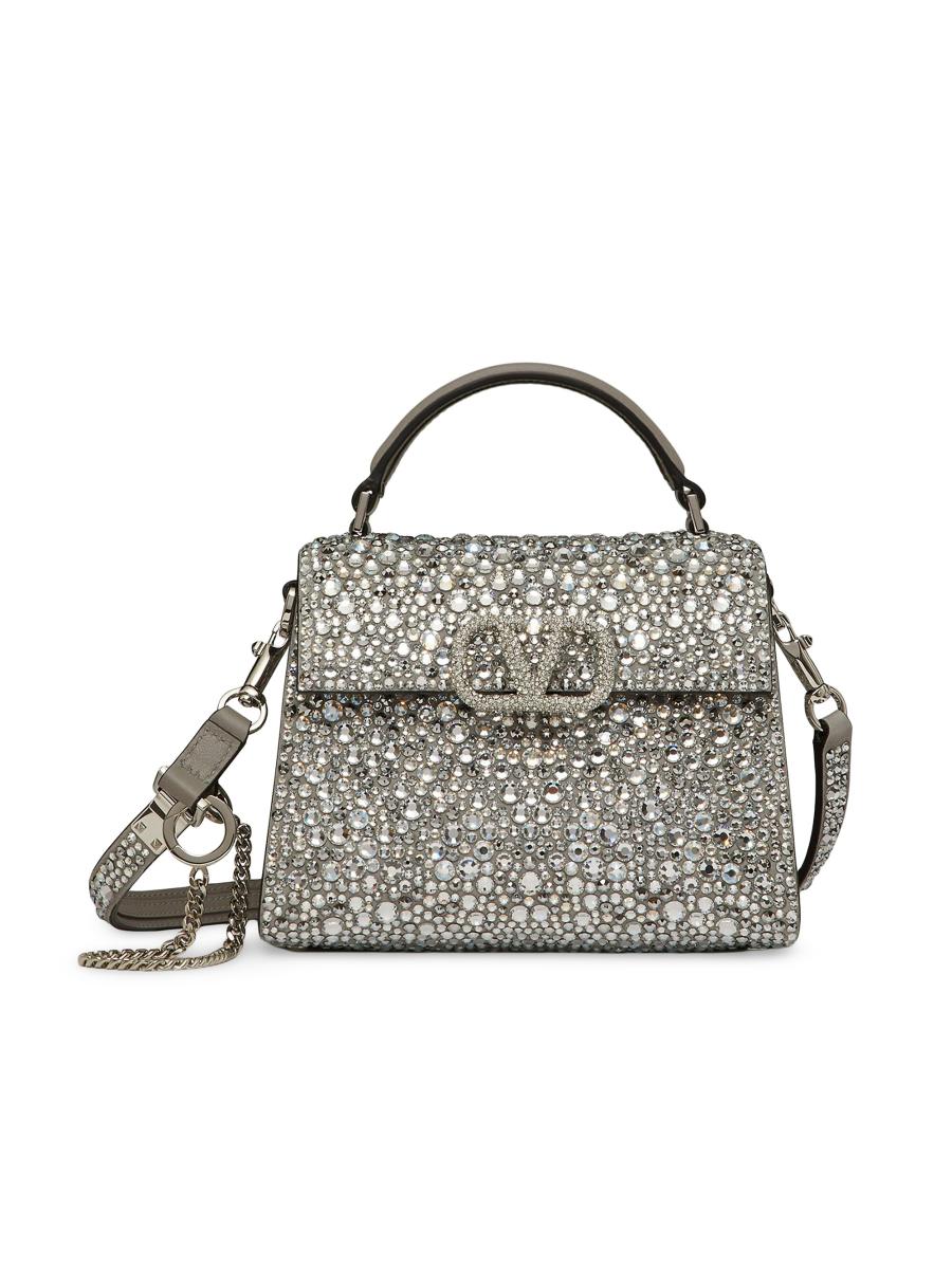 Valentino Garavani Women's Mini Vsling Top Handle Bag With Sparkling Embroidery In Transparent