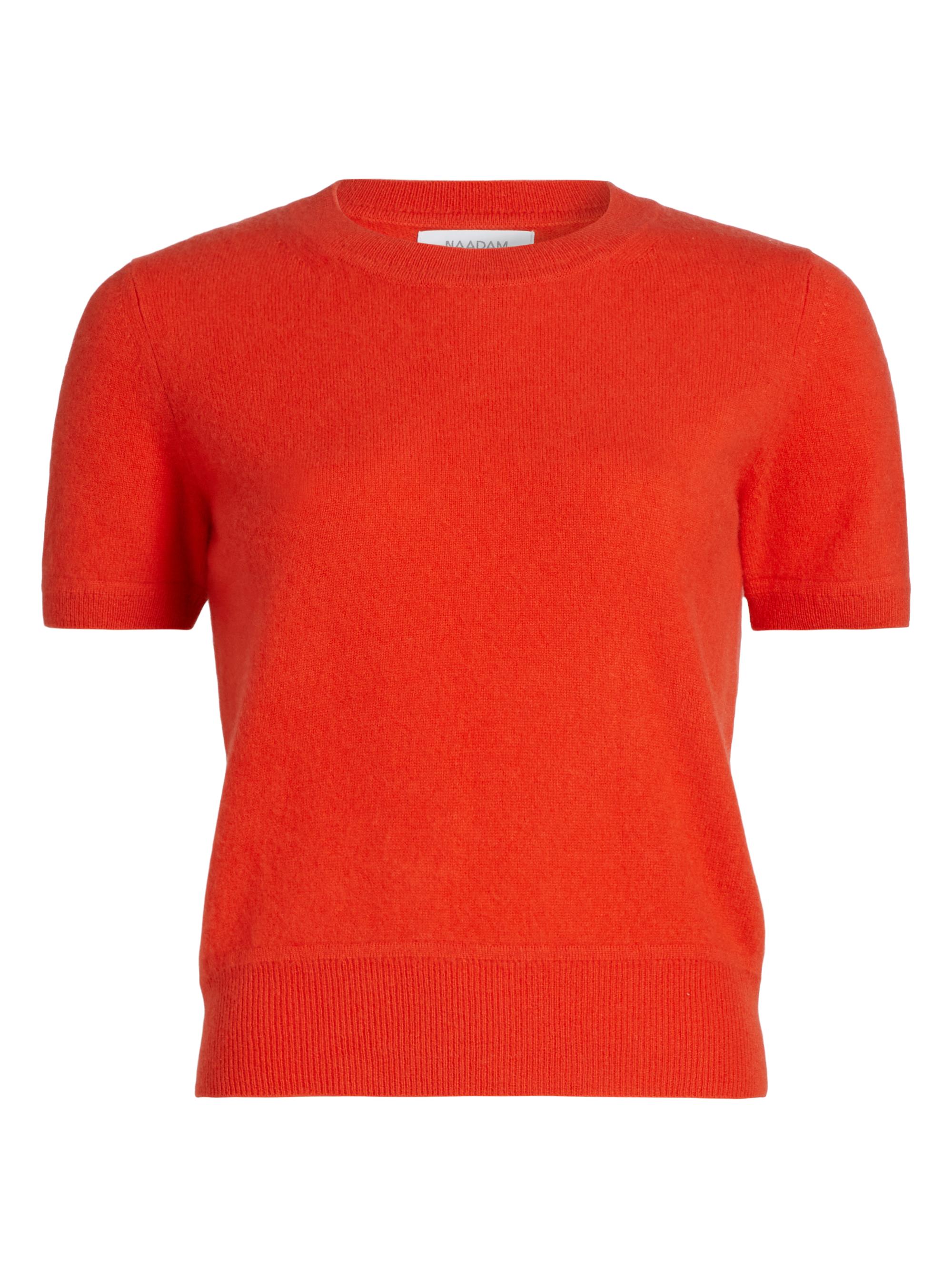 Naadam Women's Cashmere Short-Sleeve Crop Sweater - Coral
