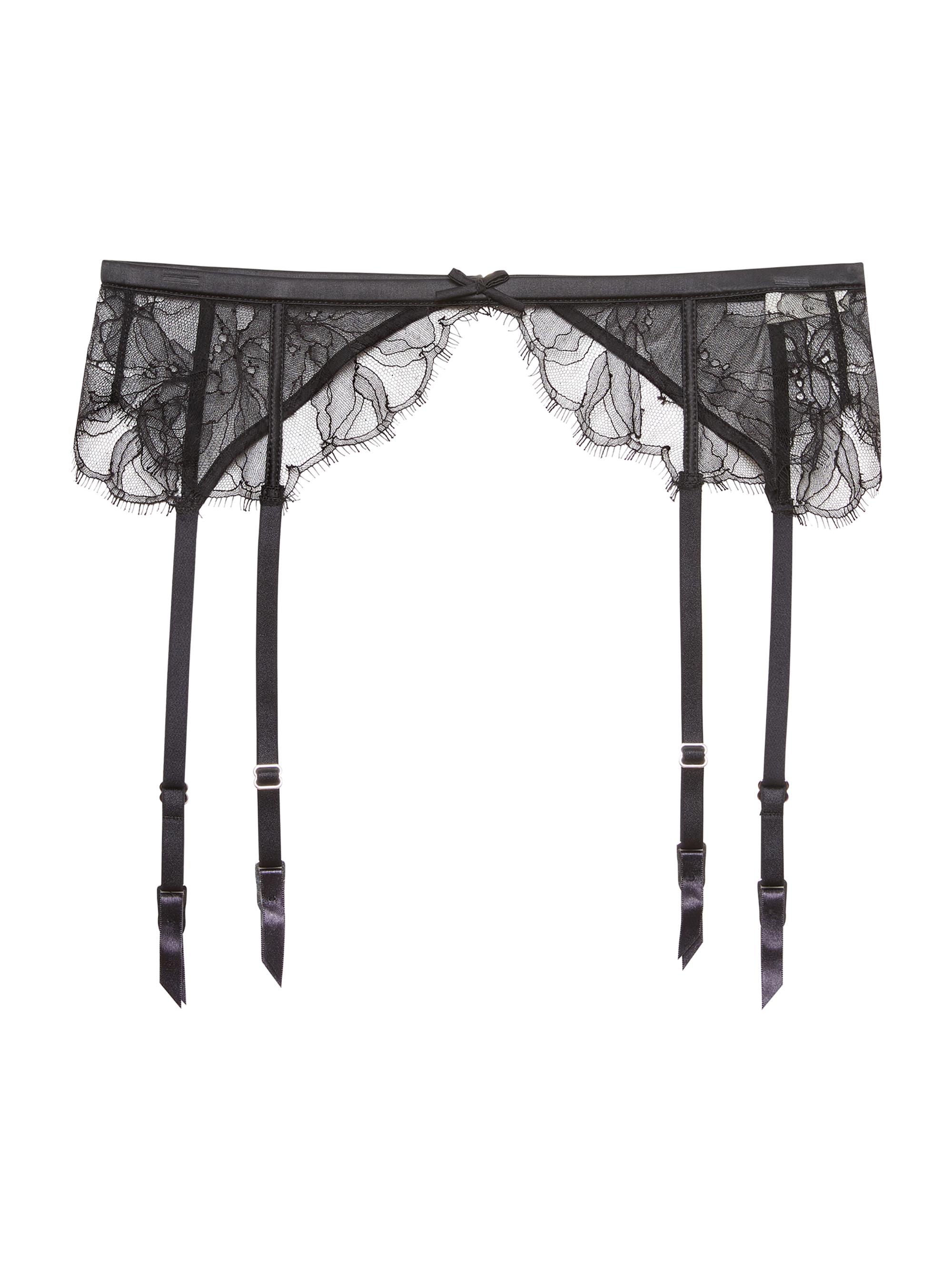 Fleur du Mal Women's Sophie Lace-Silk Garter - Black