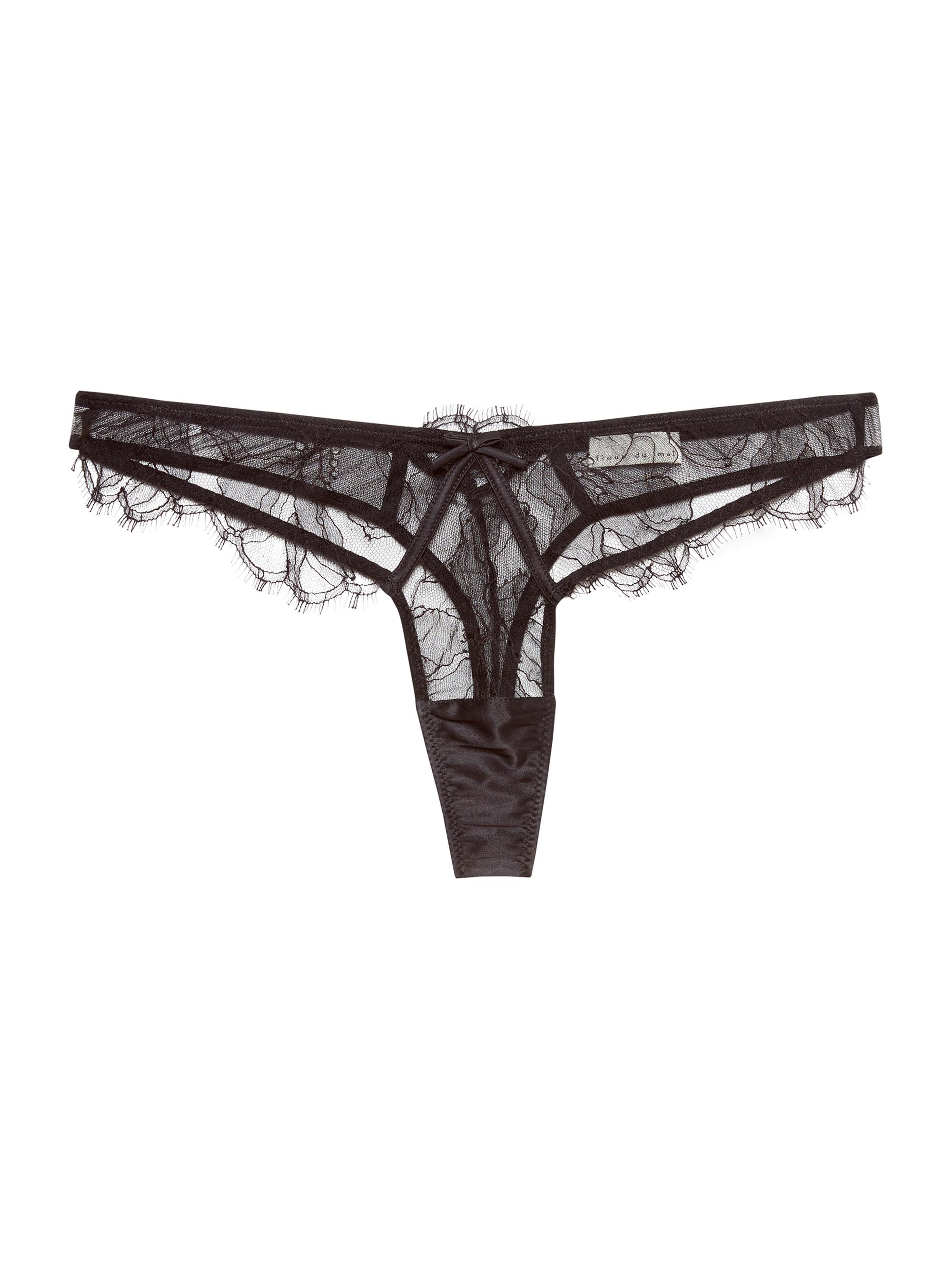 Fleur du Mal Women's Sophie Lace-Silk Thong - Black