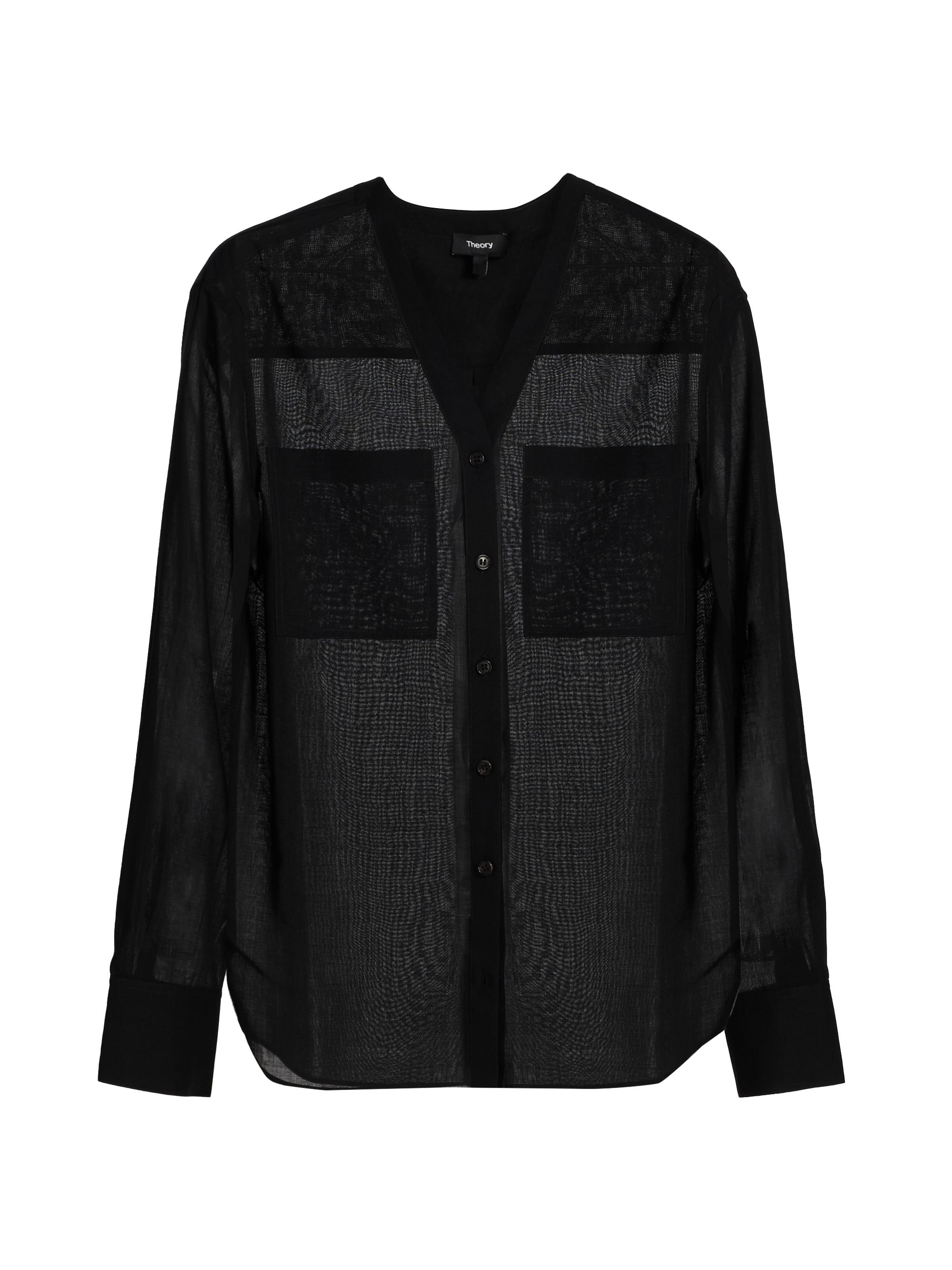 Theory Women's Oversized Collarless Shirt - Black