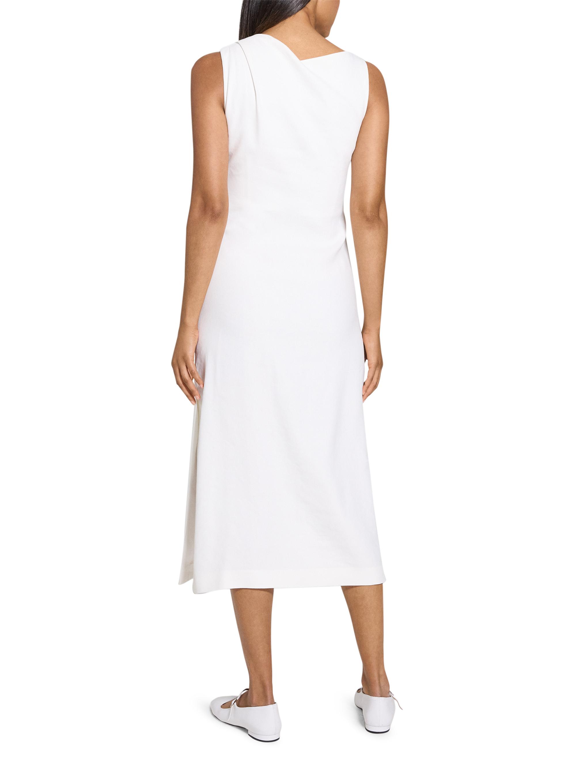 Theory Shoulder Drape Linen Blend Dress in Ivory at Nordstrom, Size 16