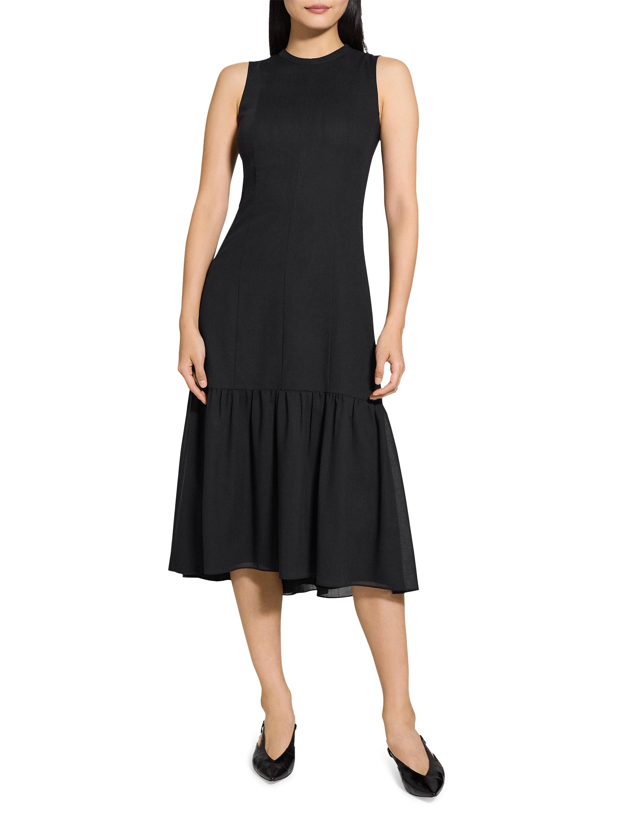 Theory Women's Tiered Tie Neck Midi-Dress - Sand - Size 0