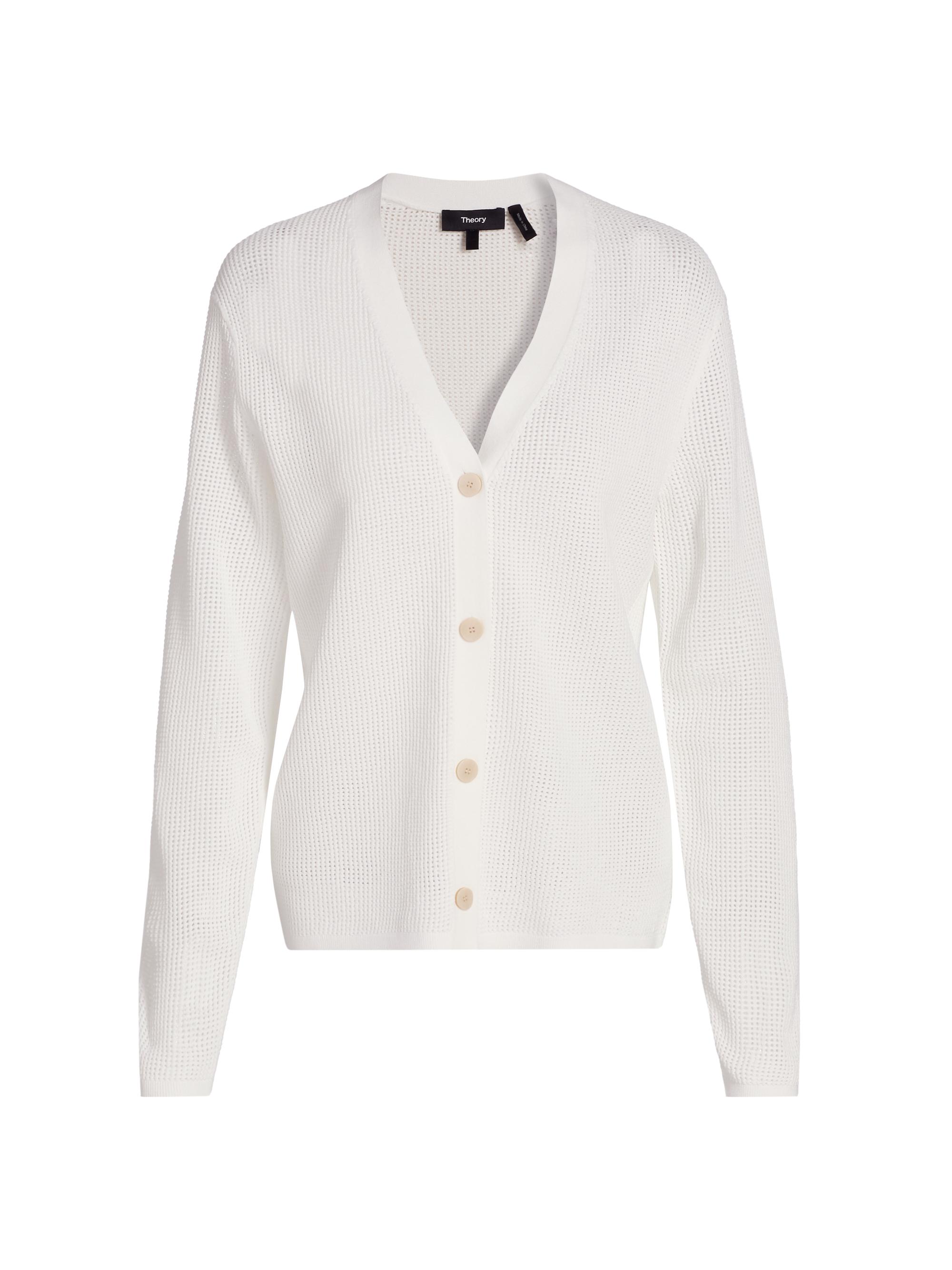 Theory Women's Pointelle-Knit Oversized Cardigan - White