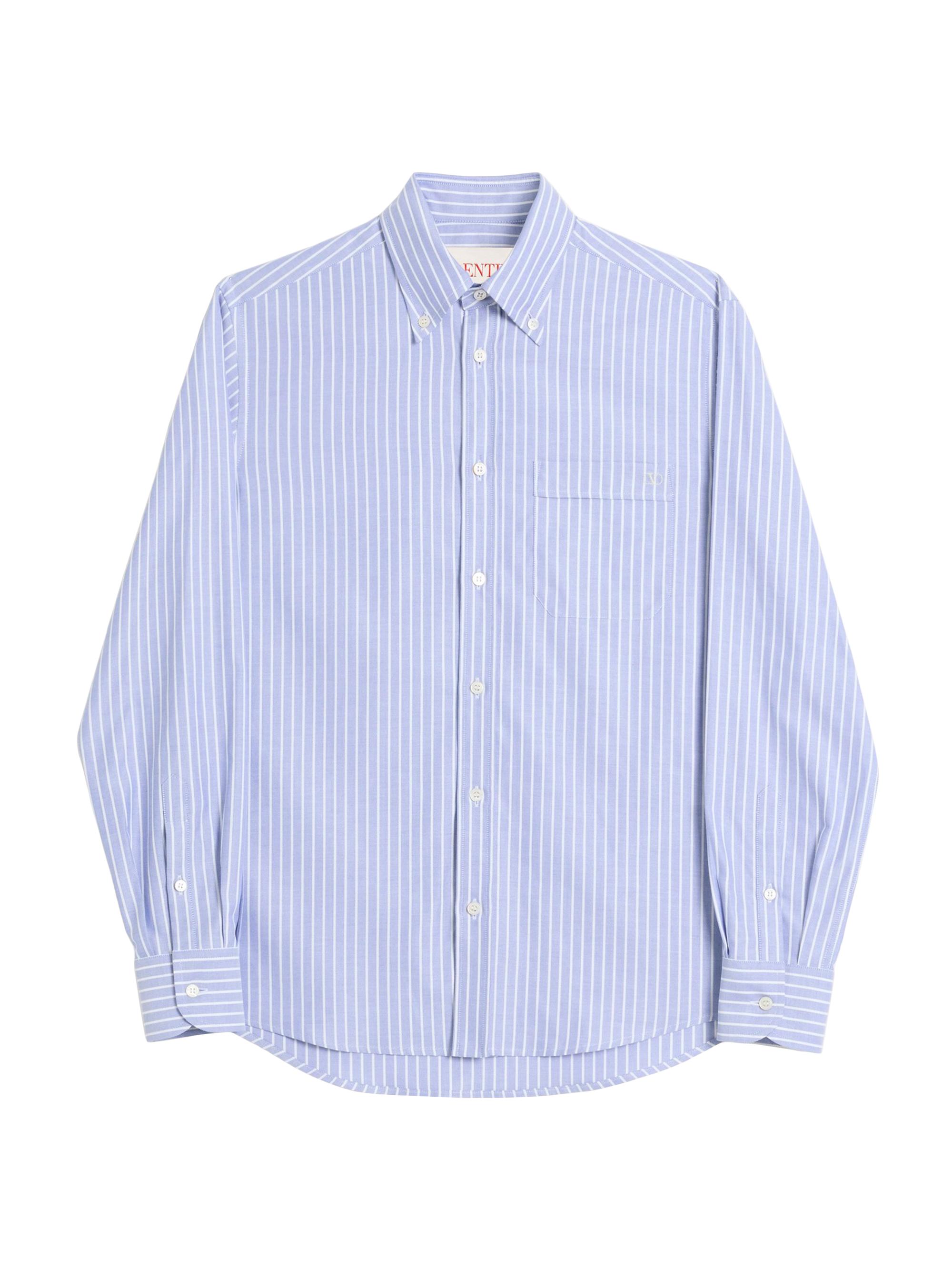 Valentino Garavani Men's VLogo Embroidered Cotton Shirt - White Azure