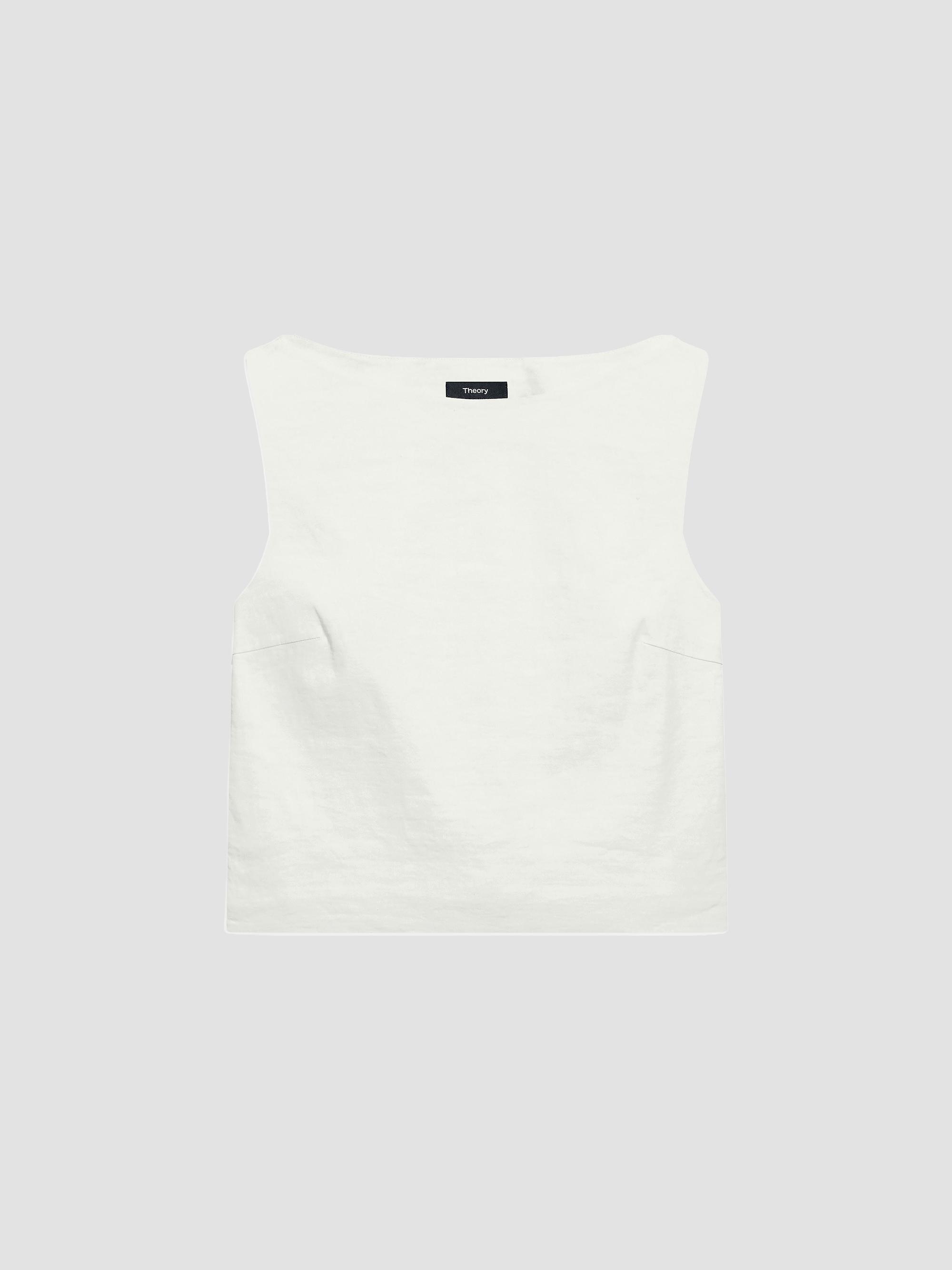 Theory Women's Cropped Boatneck Top - Light Sea Glass - Size 6