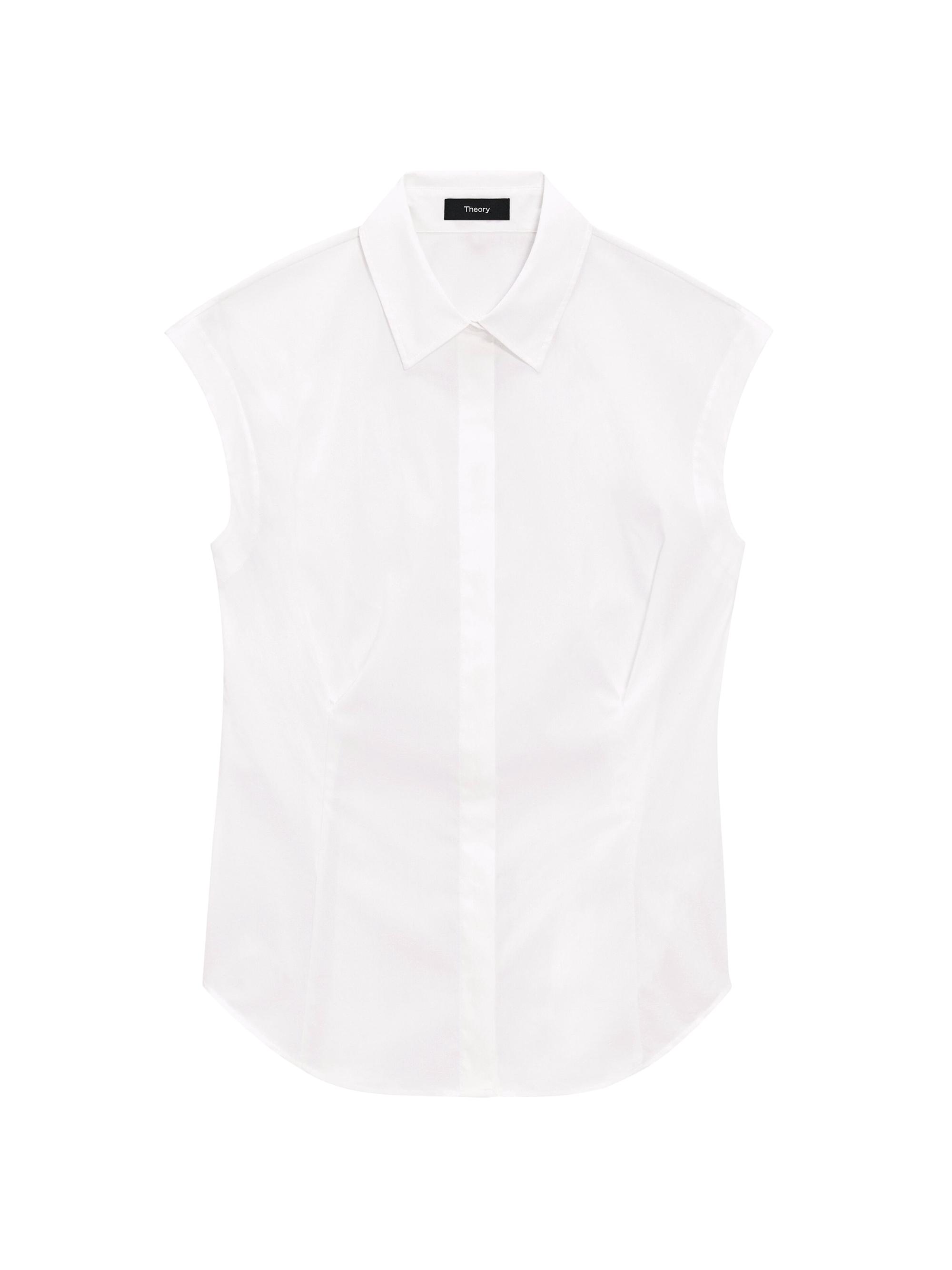 Theory Women's Cotton Cap-Sleeve Fitted Top - White