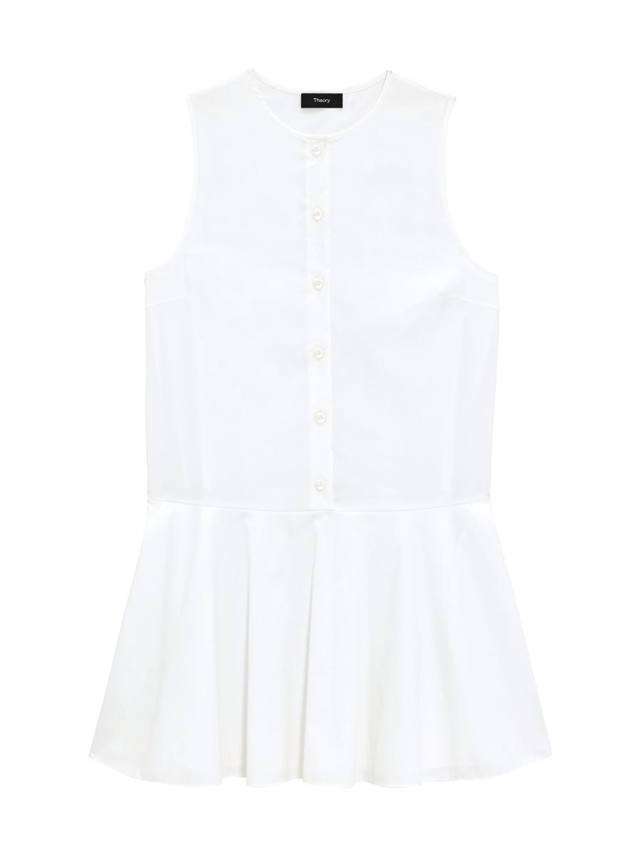 Theory Stretch-Cotton-Blend Drop-Waist Sleeveless Minidress