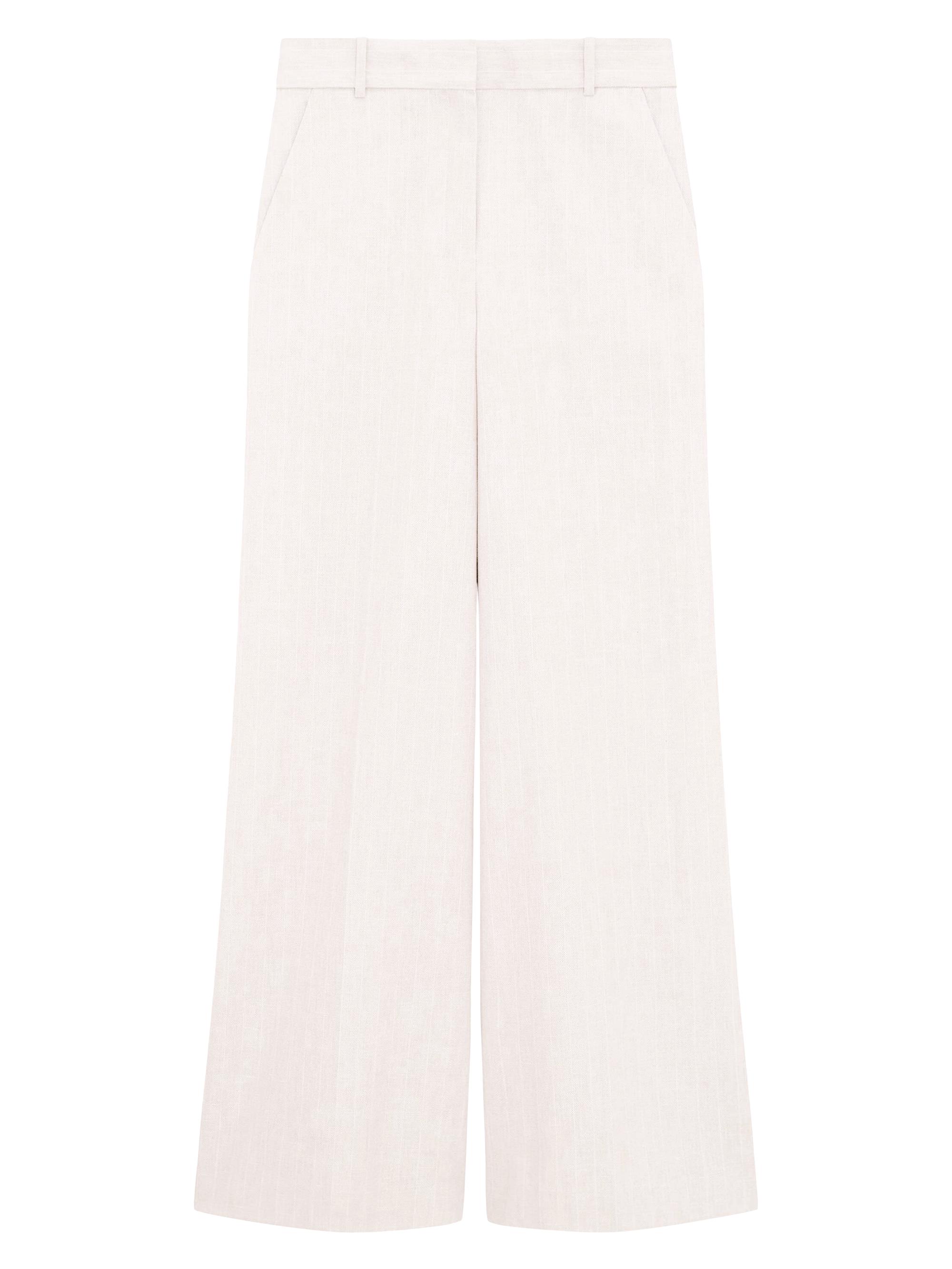 Theory Women's Striped Stretch Cotton-Linen High-Rise Trousers - Sand Multi