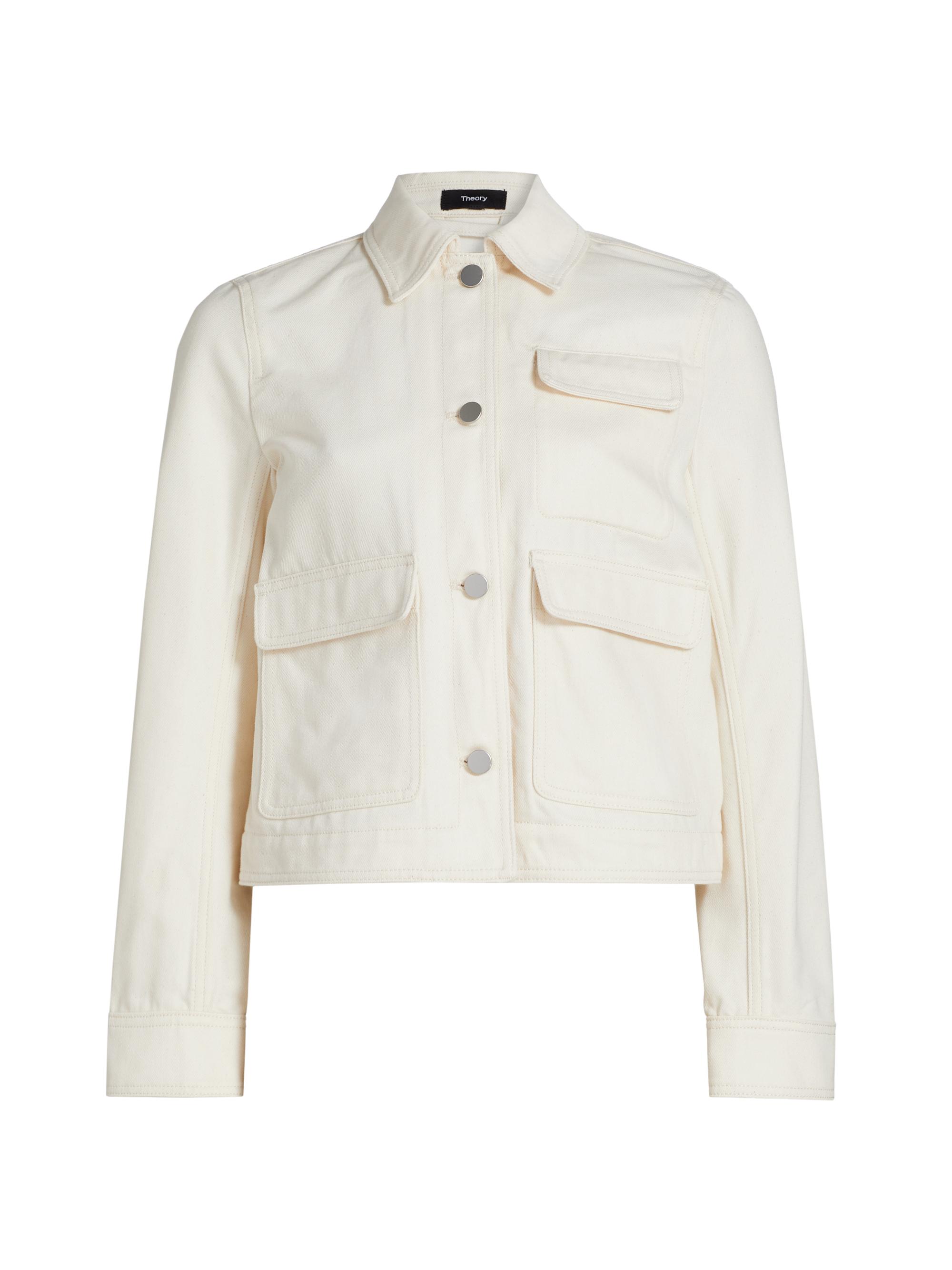 Theory Women's Casual Cotton-Blend Jacket - Ecru
