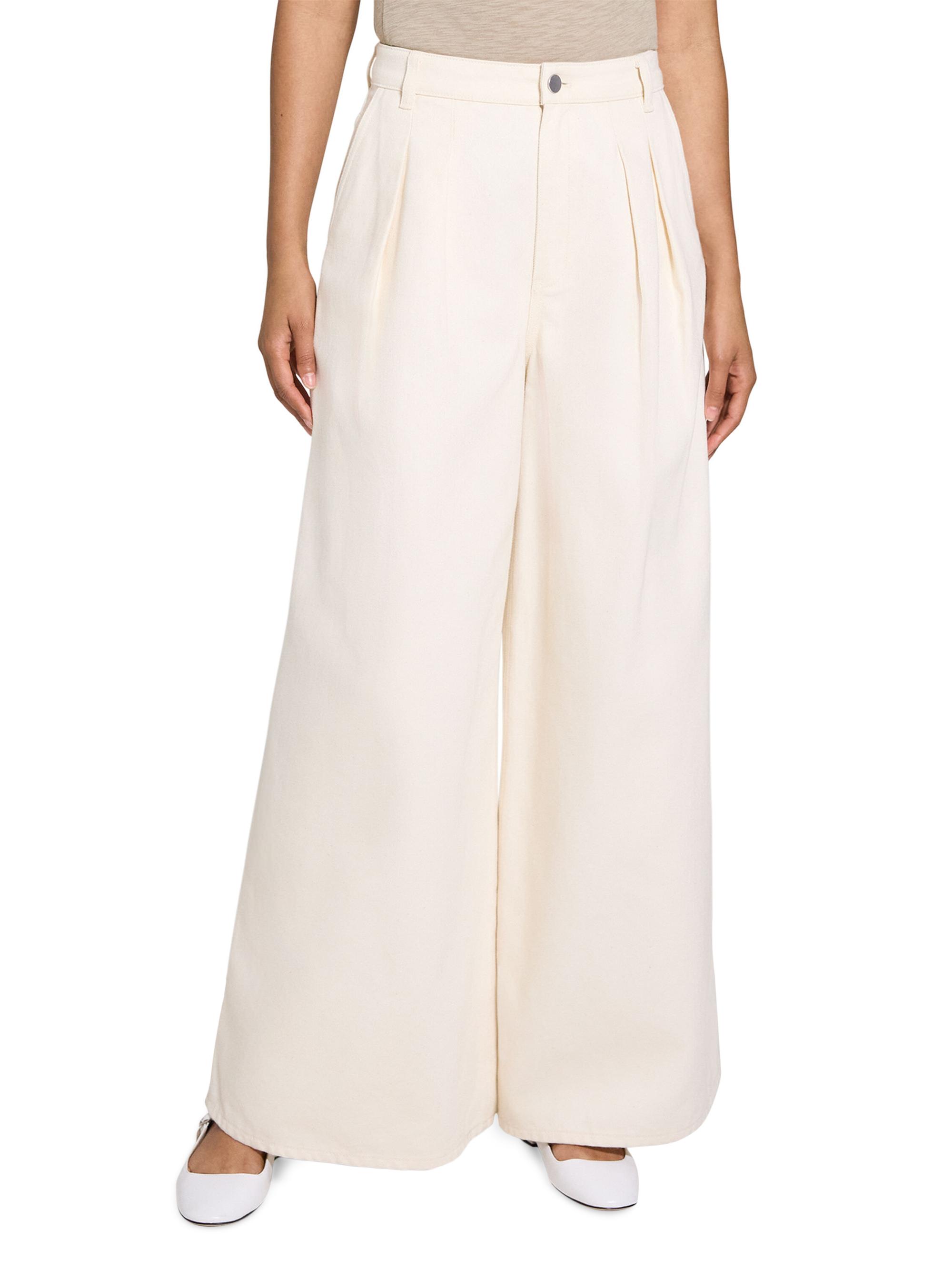 Theory Double Pleated Denim Wide-Leg Pants | Saks Fifth Avenue