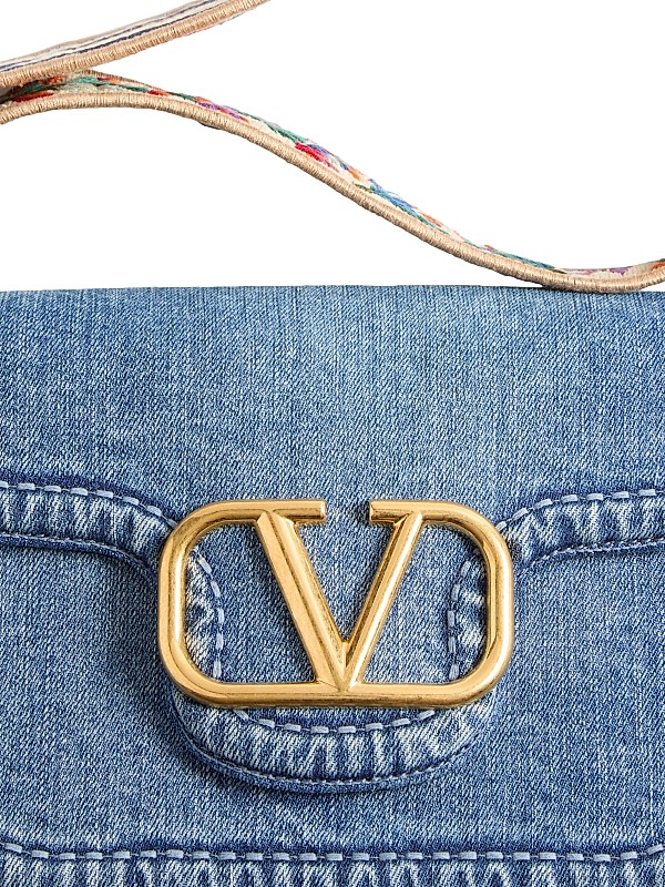 Shop Valentino Garavani Alltime Denim Shoulder Bag with Shop Valentino Garavani Alltime Denim Shoulder Bag with