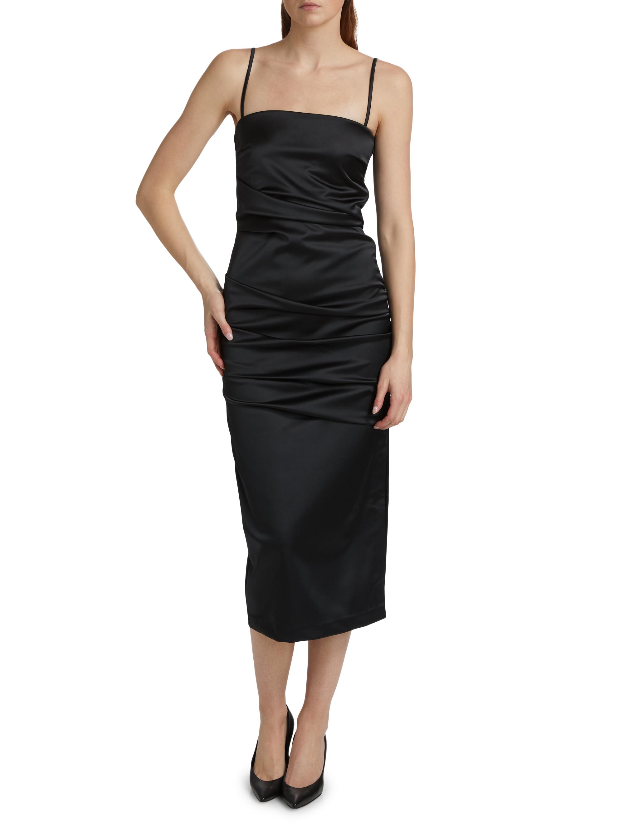 ワンピース petit robe noire silk Kiki dress Chiara Boni La Petite Robe Keiky Satin Ruched Cocktail Dress