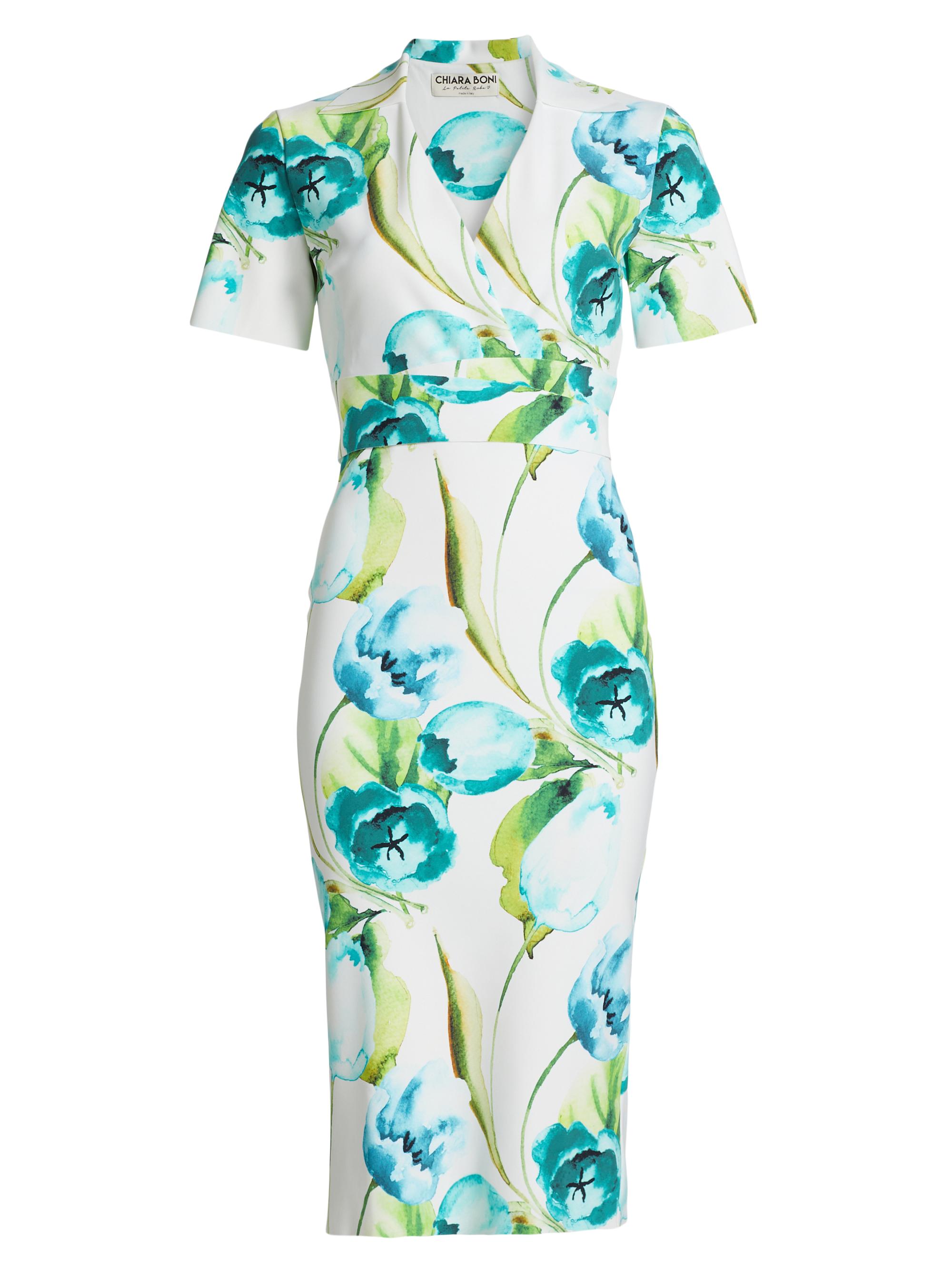 Chiara Boni La Petite Robe Women's Shihi Floral Belted Cocktail Dress - Tulipano Blue