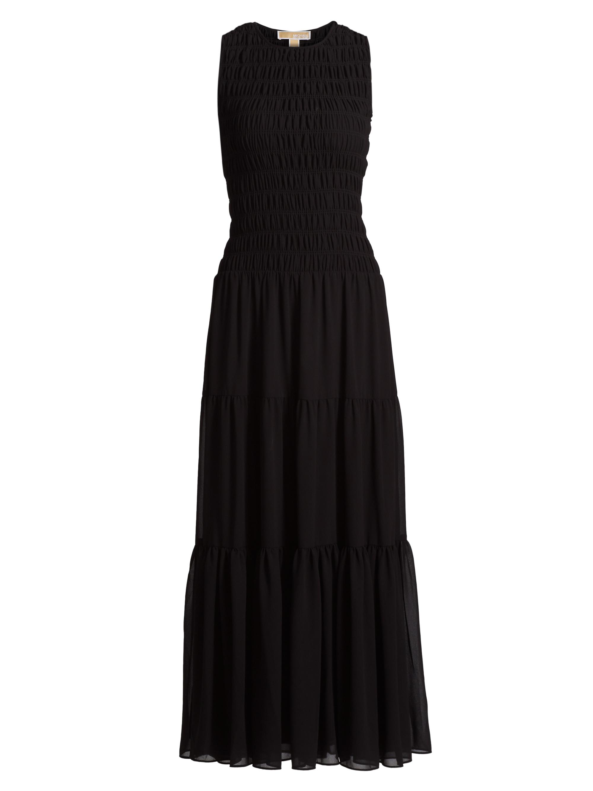 MICHAEL Michael Kors Women's Smocked Tiered-Hem Tank Maxi Dress - Black