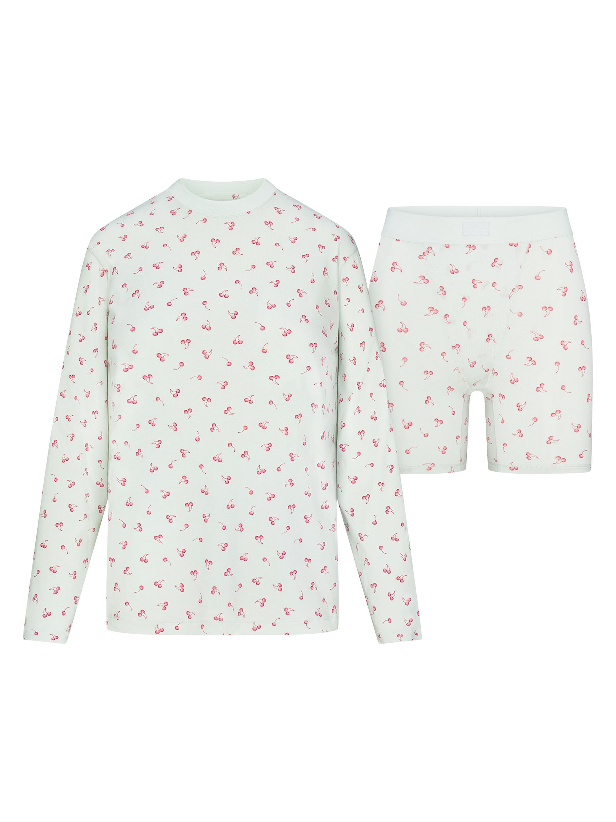 SKIMS Women's Boyfriend Long-Sleeve & Boxer Set - Cloud Cherry Print