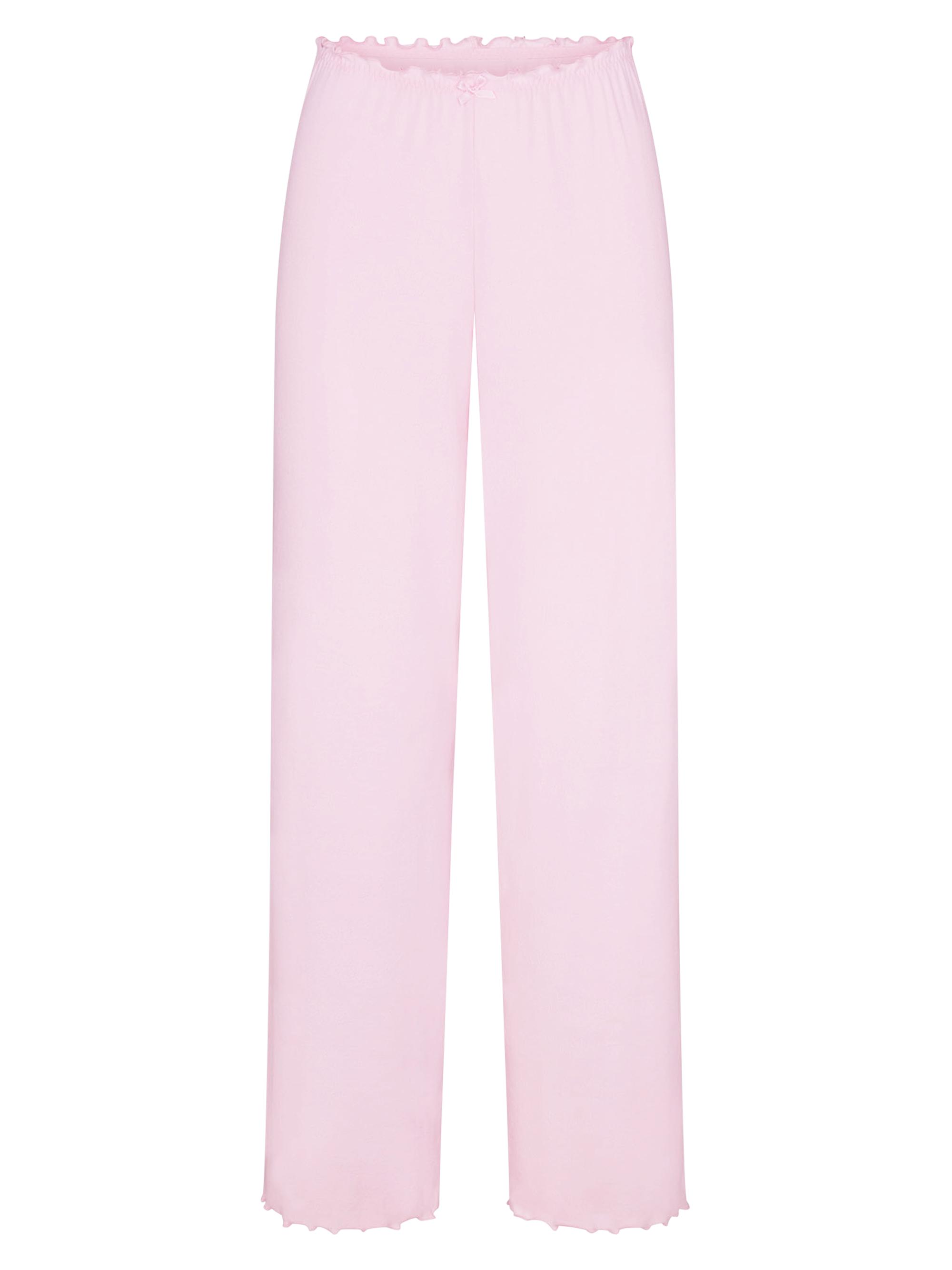 SKIMS Women's Logo Pointelle Straight Leg Pants - Cherry Blossom