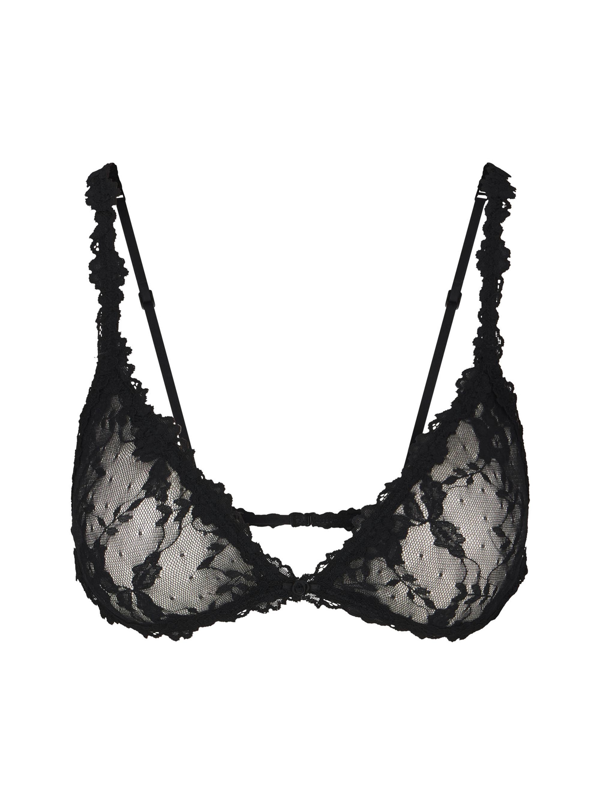 SKIMS Women's Stretch Lace Triangle Bralette - Soot