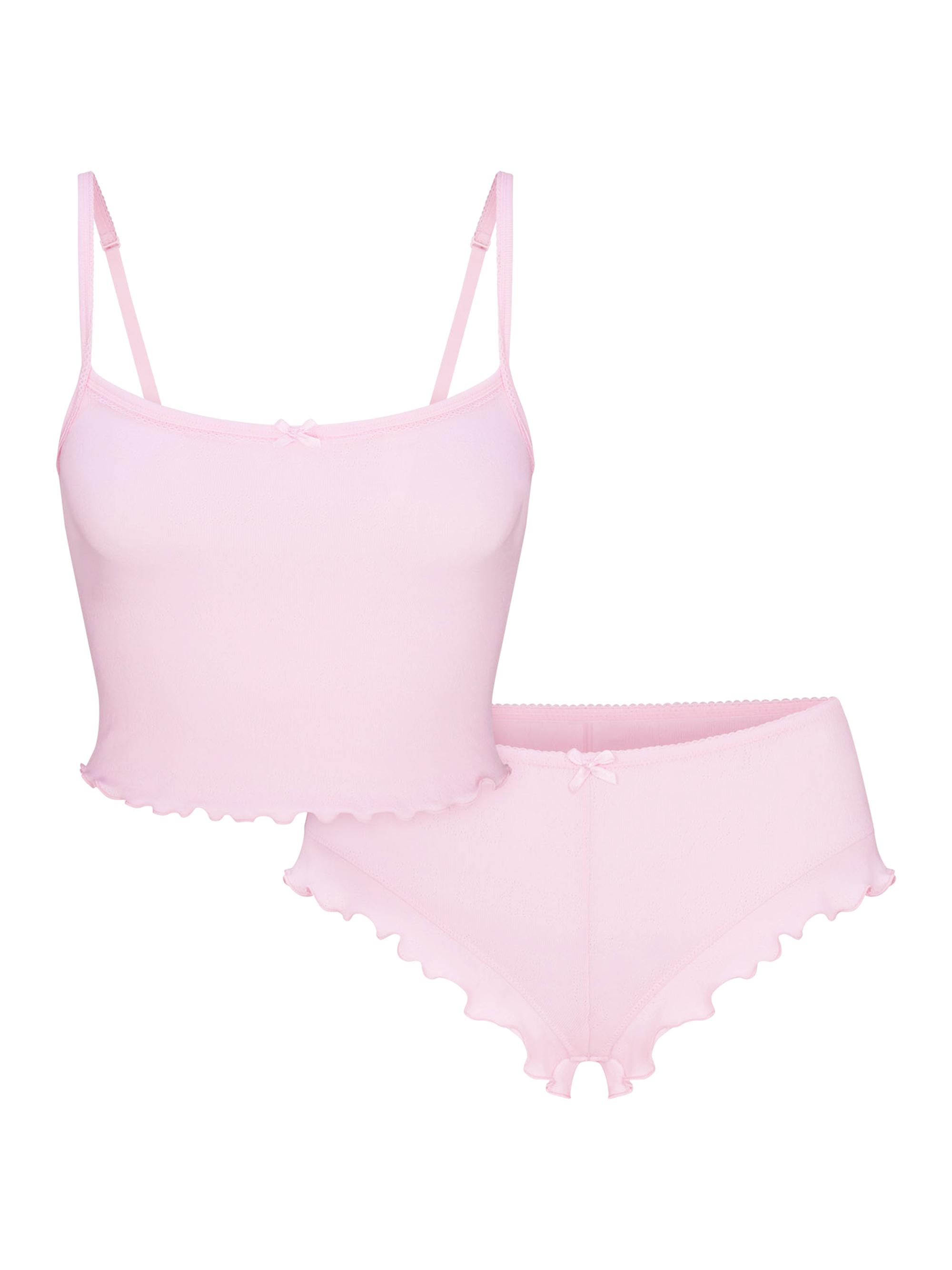 ルームウェア・パジャマ SKIMS LOGO POINTELLE STRAIGHT LEG PANT LOGO POINTELLE STRAIGHT LEG PANT | CHERRY BLOSSOM