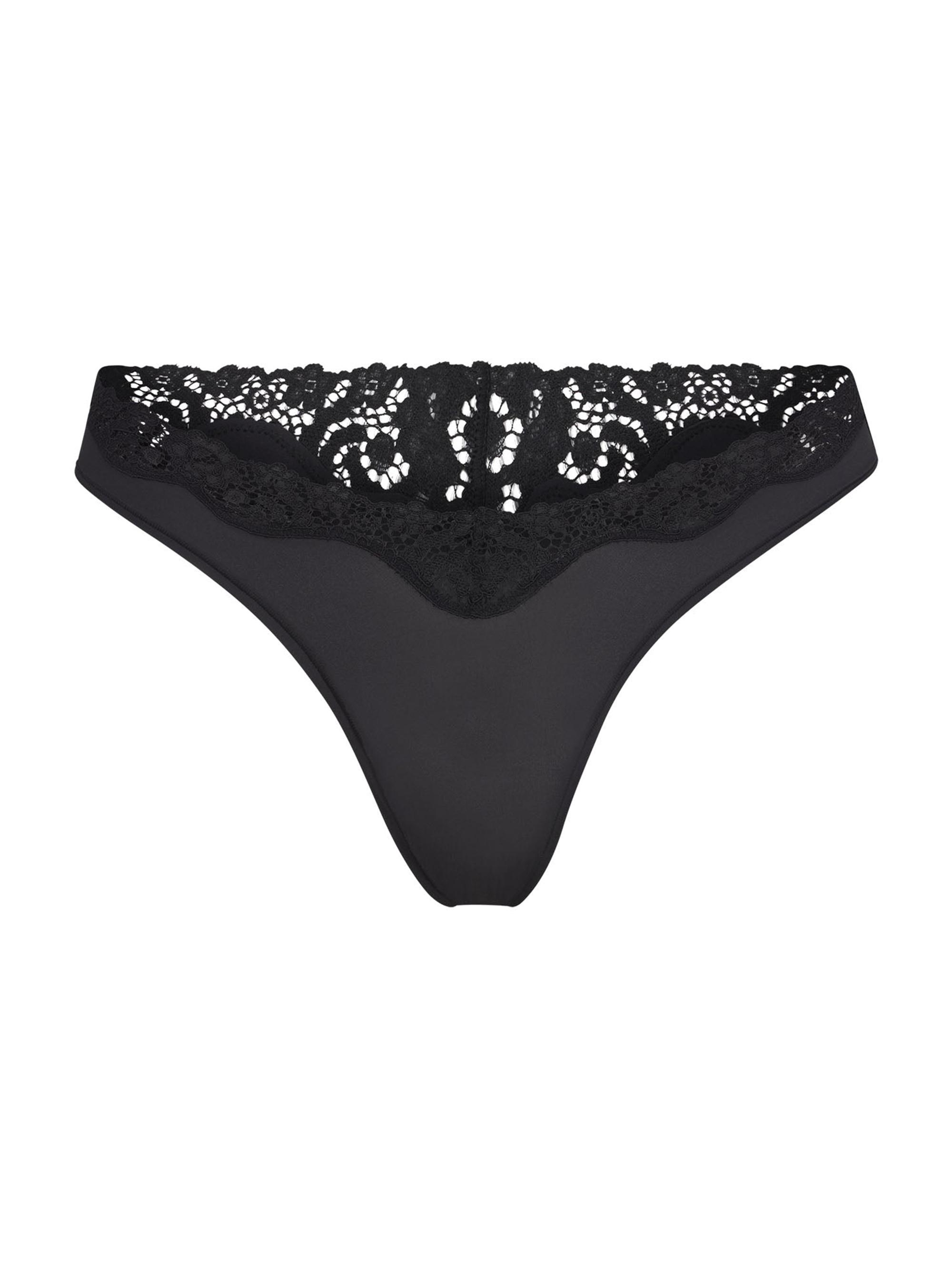 SKIMS Women's Fits Everybody Lace Dipped Thong - Onyx