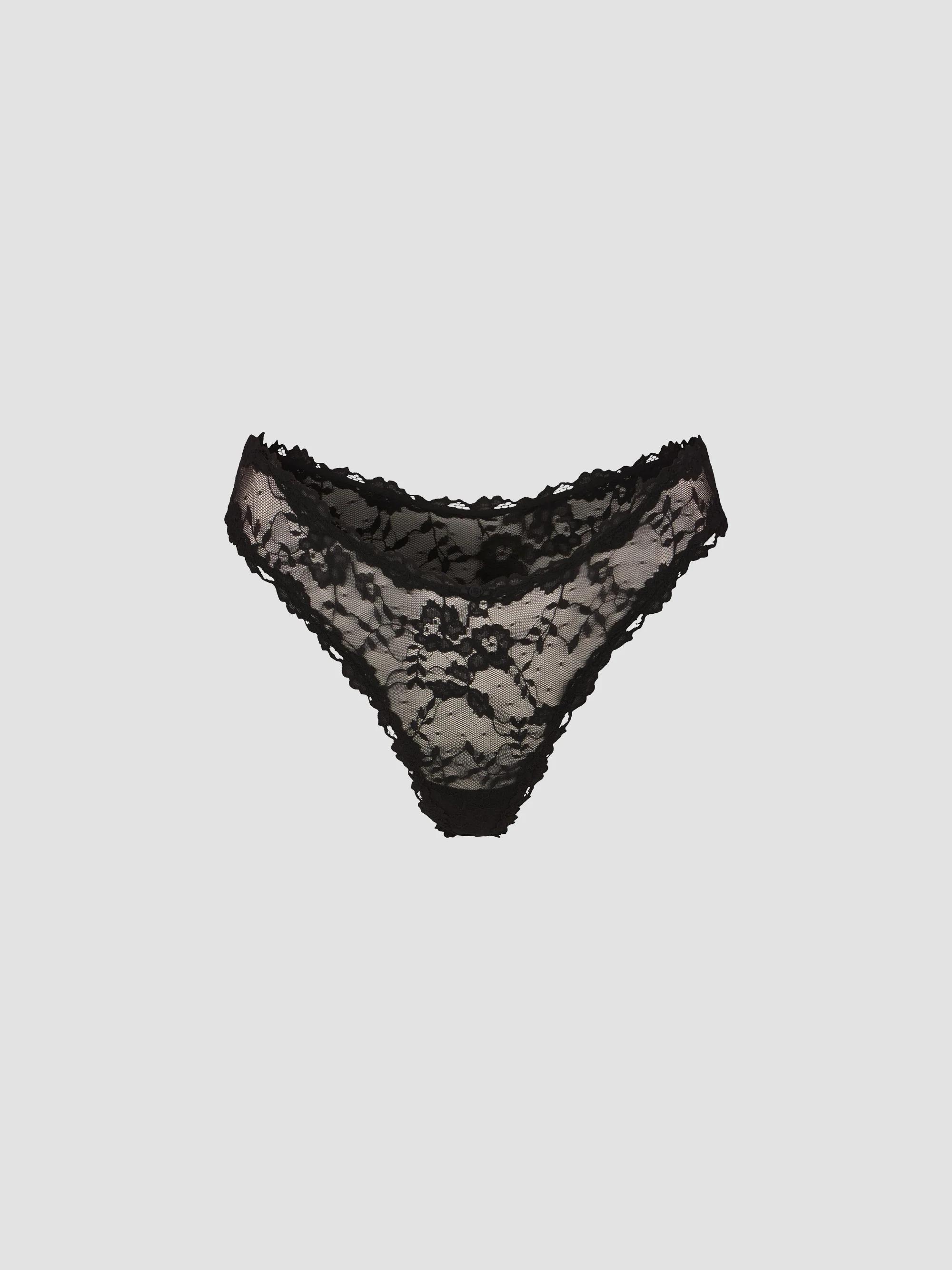 SKIMS Stretch Lace Dipped Thong | Saks Fifth Avenue