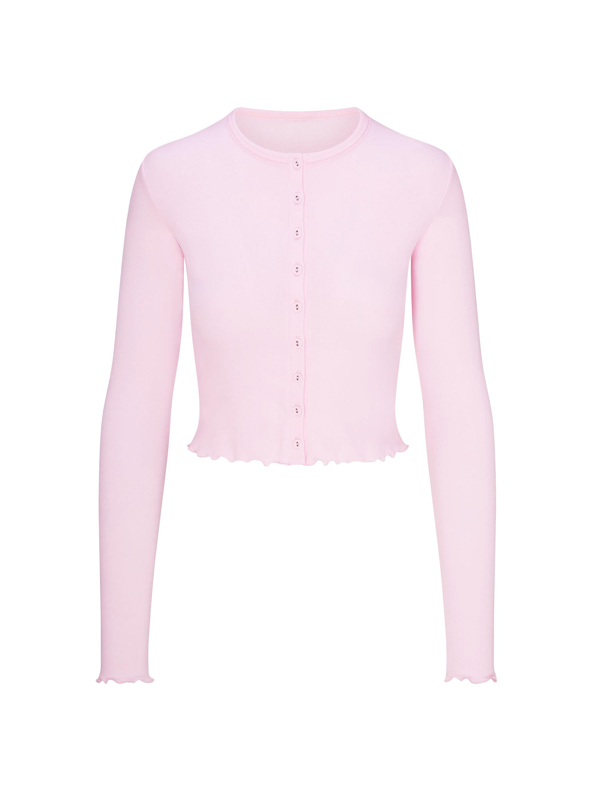 SKIMS Women's Logo Pointelle Cardigan - Cherry Blossom
