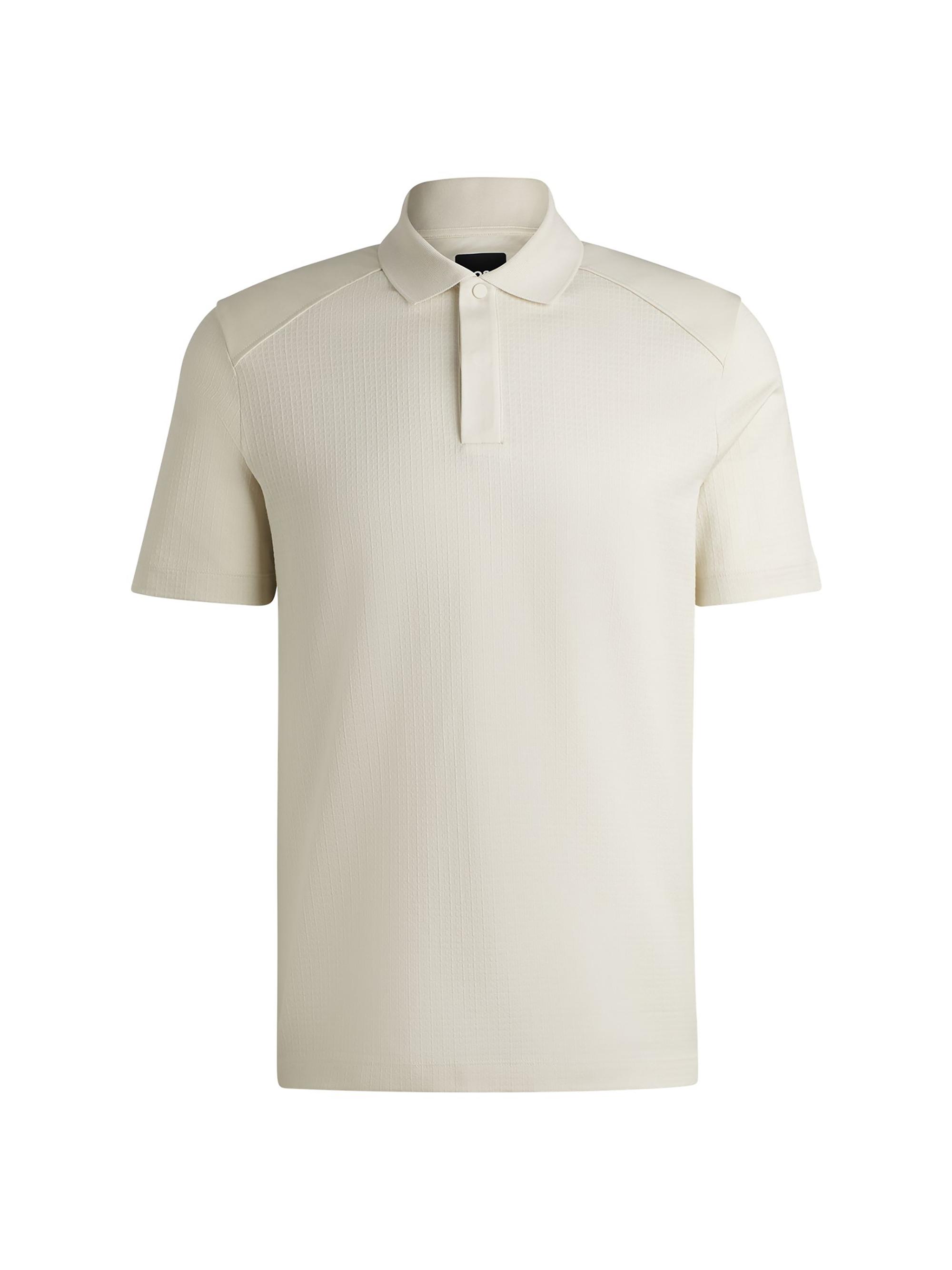 BOSS Men's Mercerized-Cotton Polo Shirt with Ripstop Structure - Open White