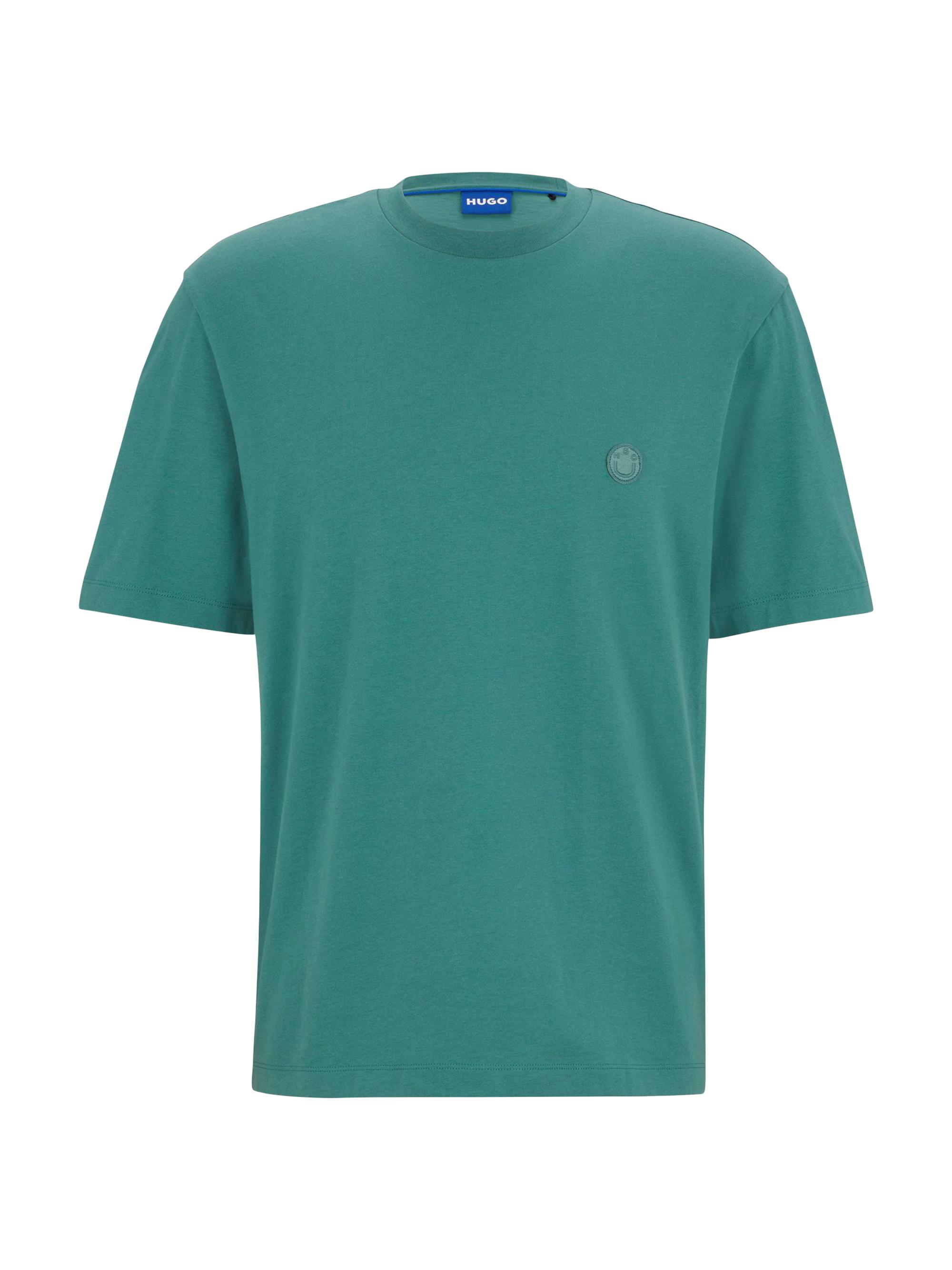 HUGO Men's Cotton-Jersey T-Shirt with Logo - Green