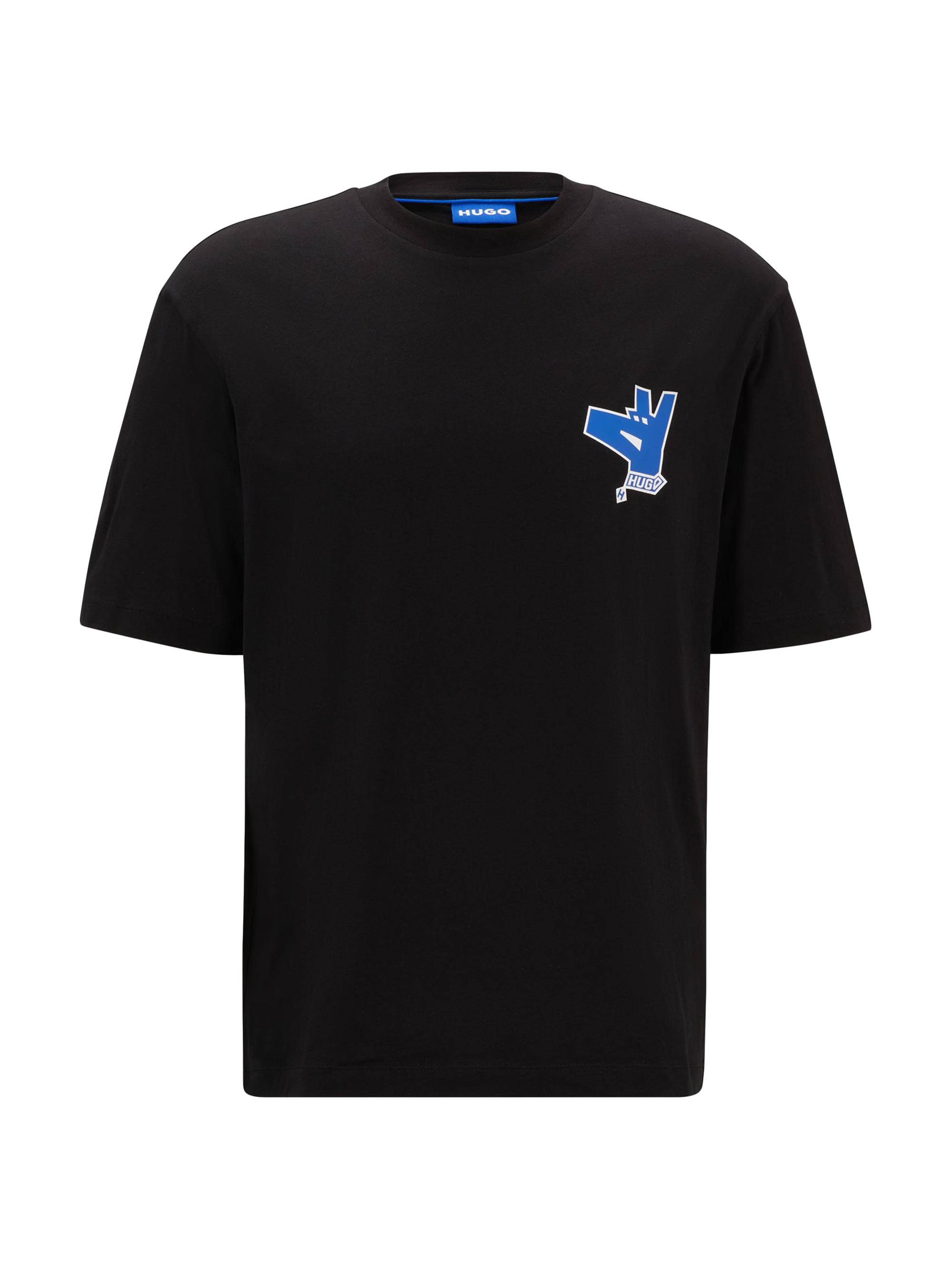 HUGO Men's Cotton-Jersey T-Shirt with Seasonal Logo - Black