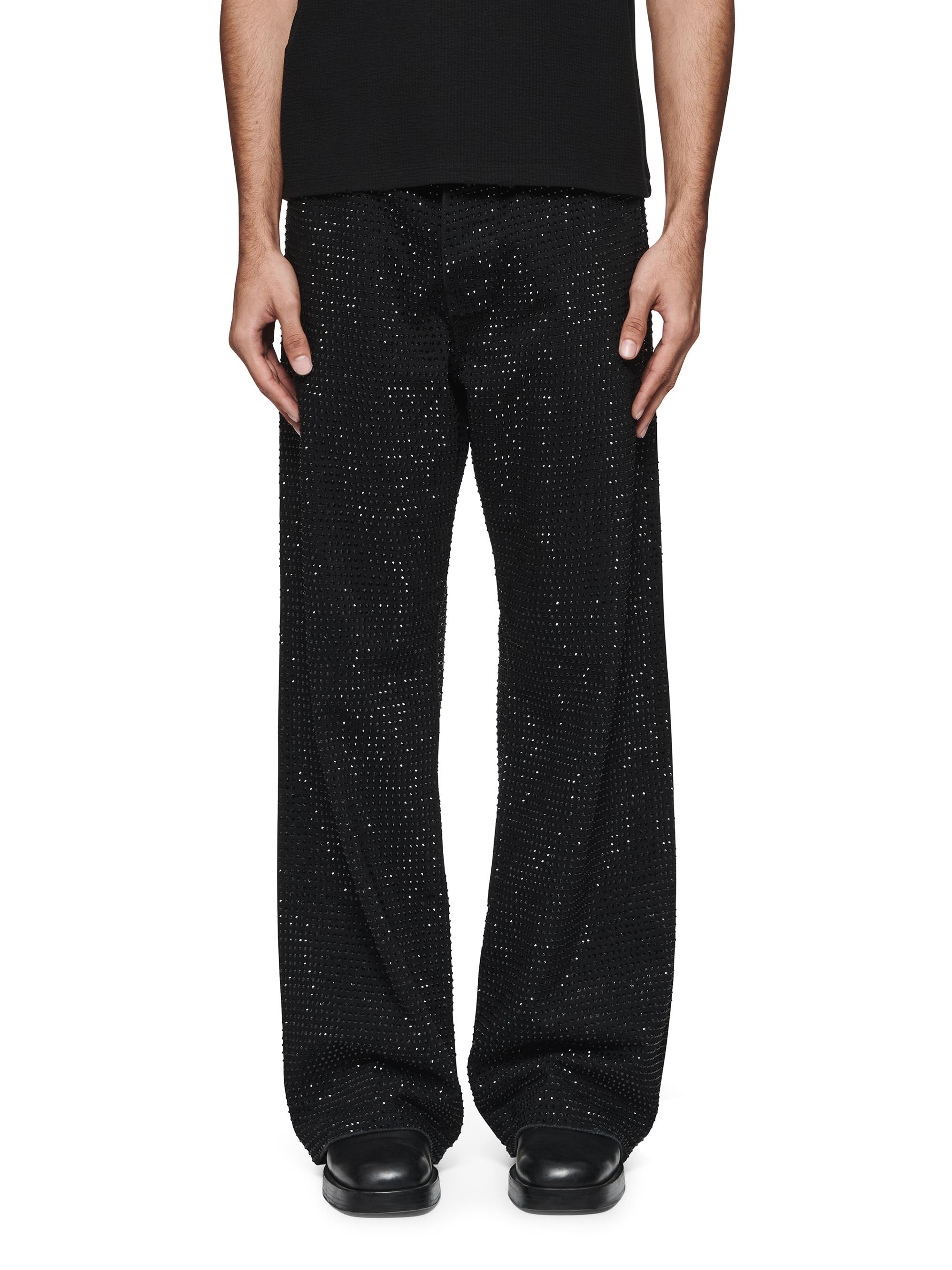 Purple Brand Men's Crystal-Embellished Wide-Leg Pants - Black