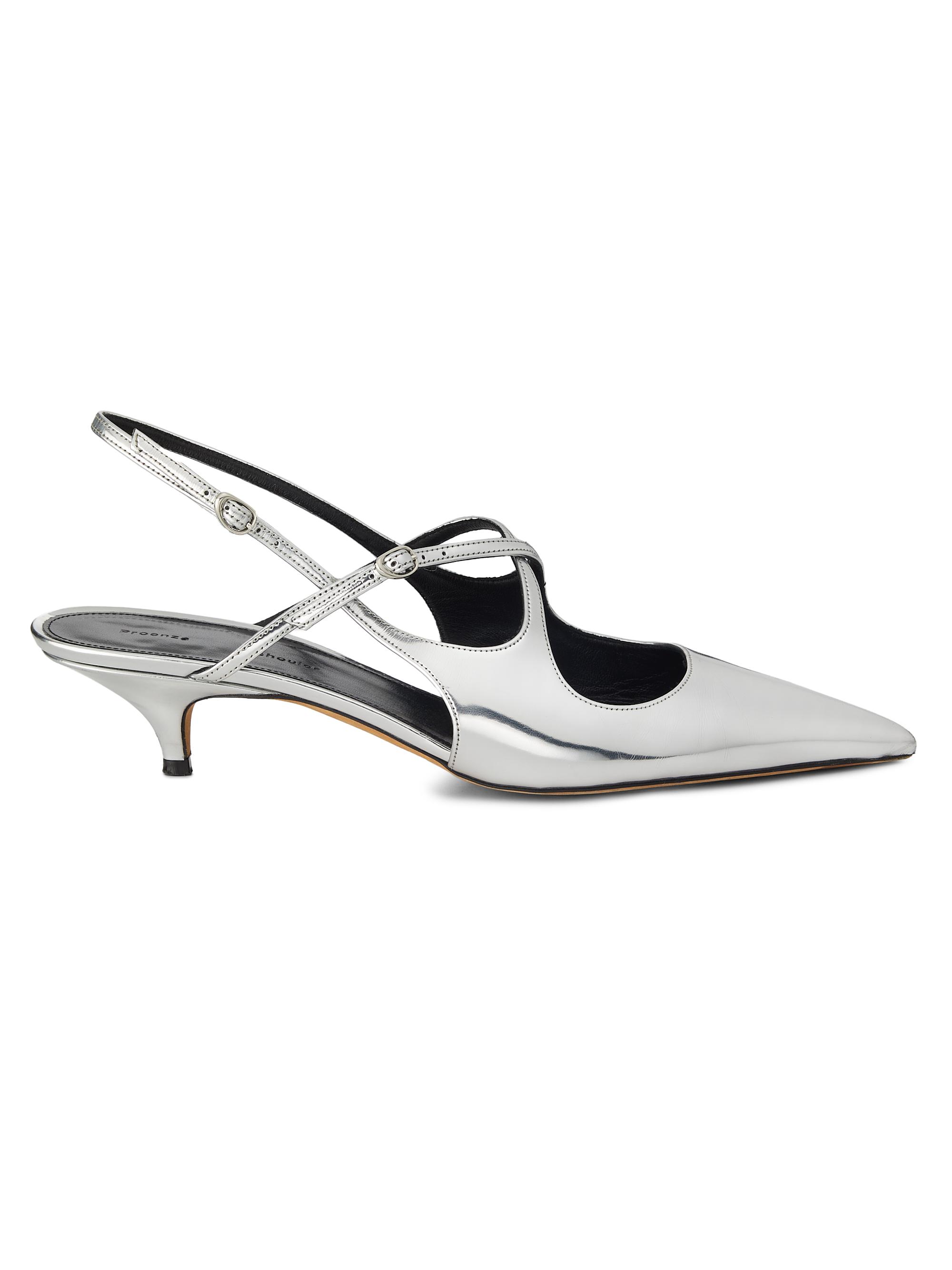 Proenza Schouler Women's Slash Crossover 40MM Metallic Kitten-Heel Pumps - Silver