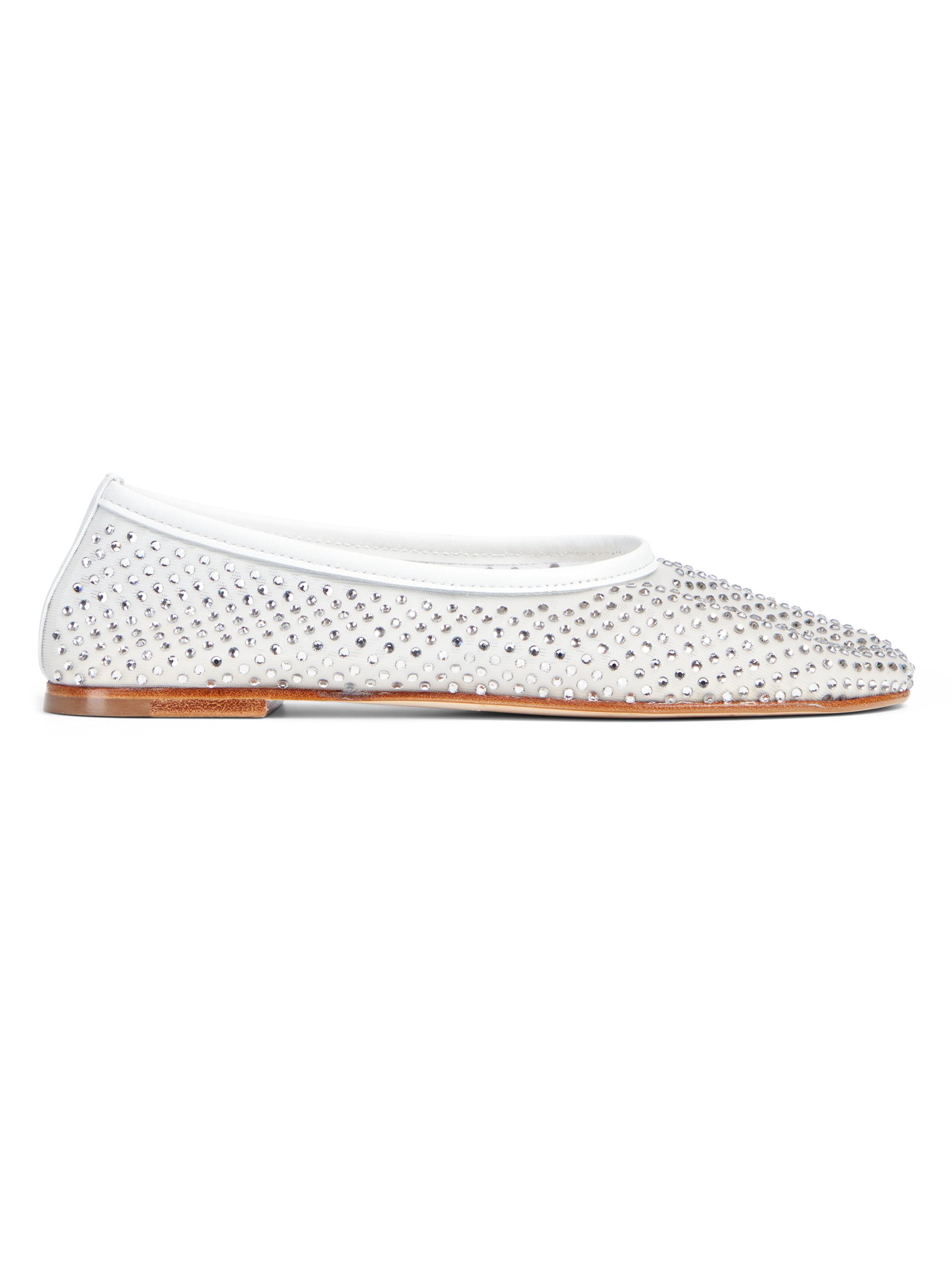 Dear Frances Women's Balla Crystal-Embellished Mesh Flats - White