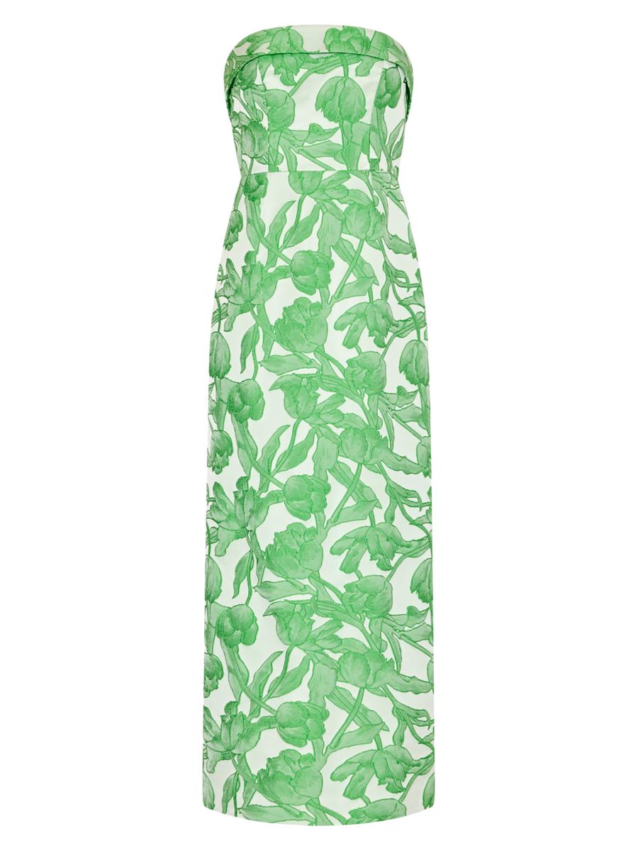 Shop Milly Tulip Floral Jacquard Strapless Maxi Dress | Saks