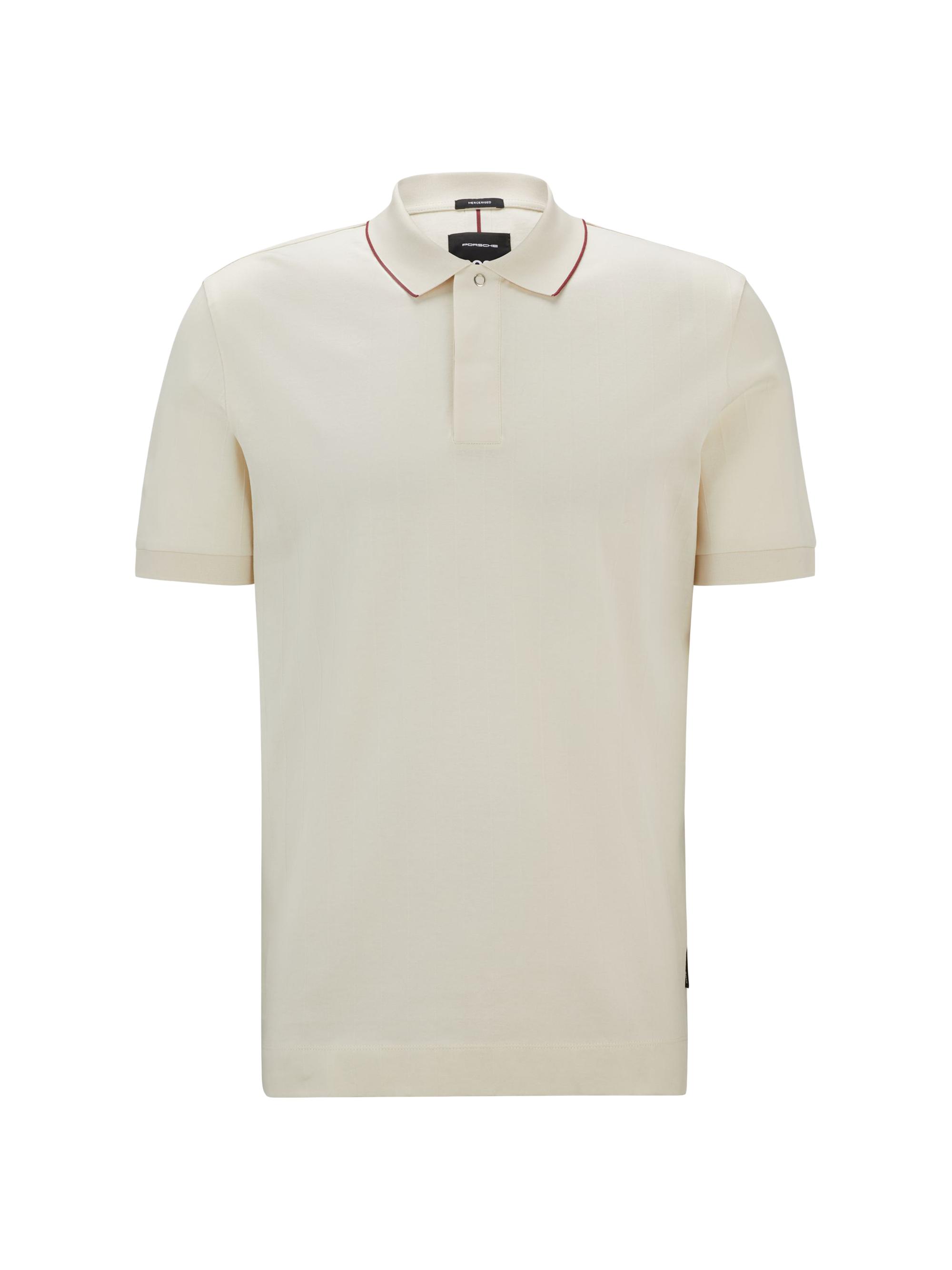 BOSS Men's Porsche x  Striped Cotton-Jacquard Polo Shirt - Open White