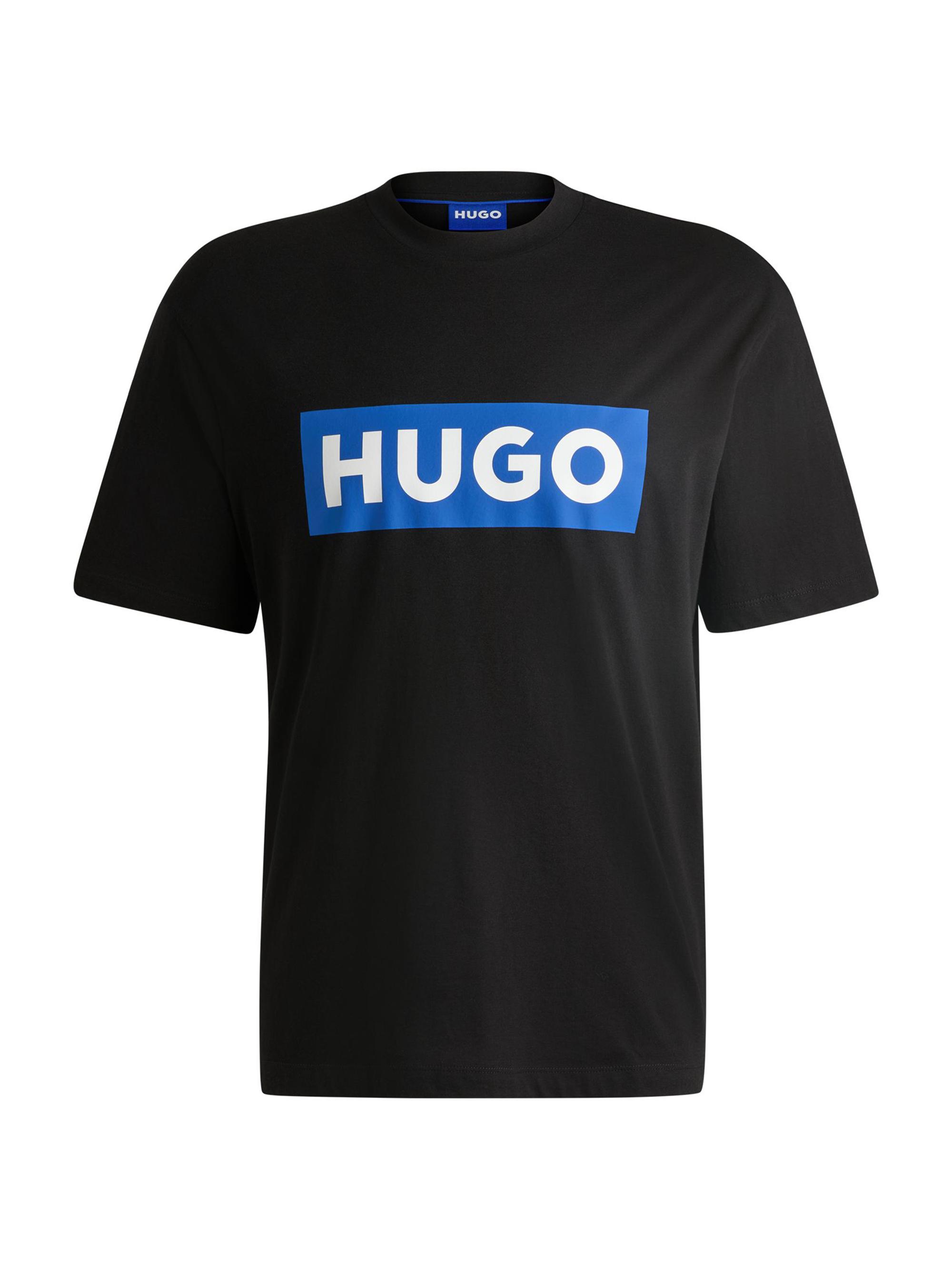 HUGO Men's Cotton-Jersey T-Shirt with Logo - Black