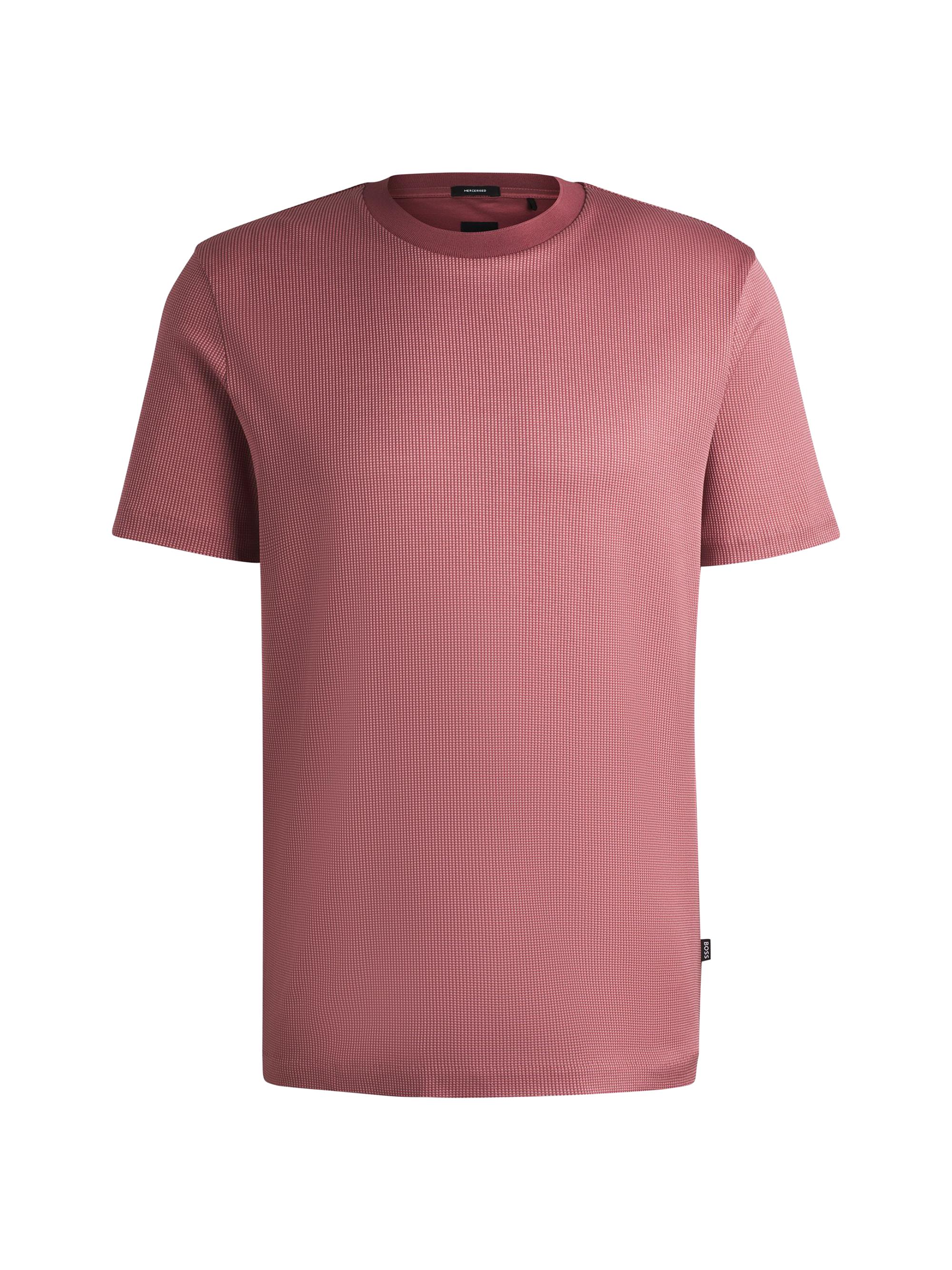 BOSS Men's Regular-Fit T-Shirt in Structured Cotton - Light Red