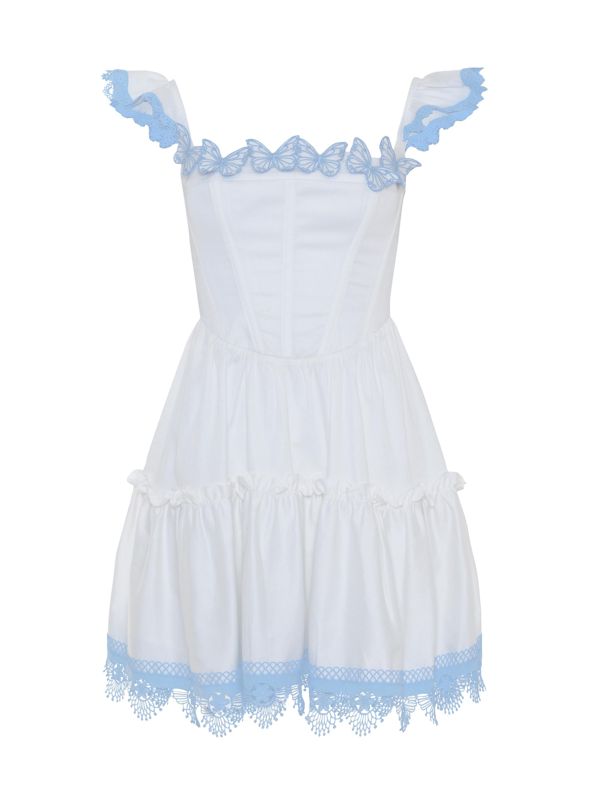 PatBO Women's Cotton Poplin Flutter-Sleeve A-Line Minidress - Off White