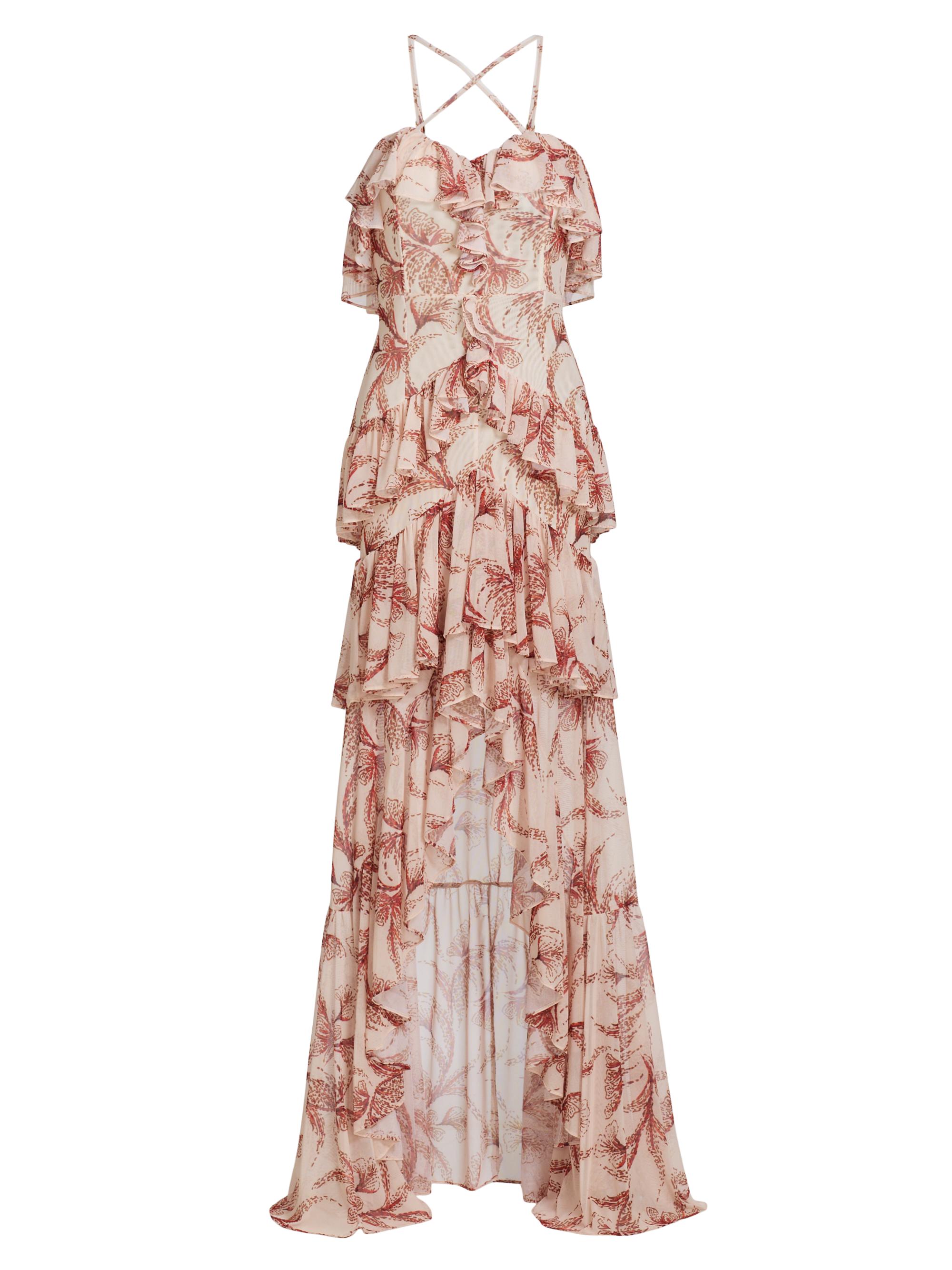 PatBO Women's Sunset Floral Ruffle Maxi Dress - Beige