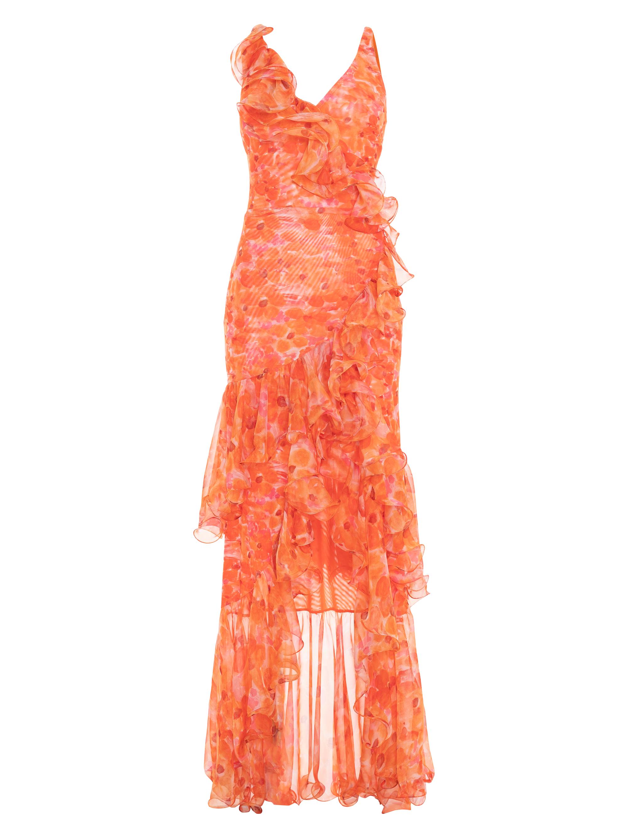 PatBO Women's Myosotis Floral Chiffon & Tulle Ruffle Gown - Yellow