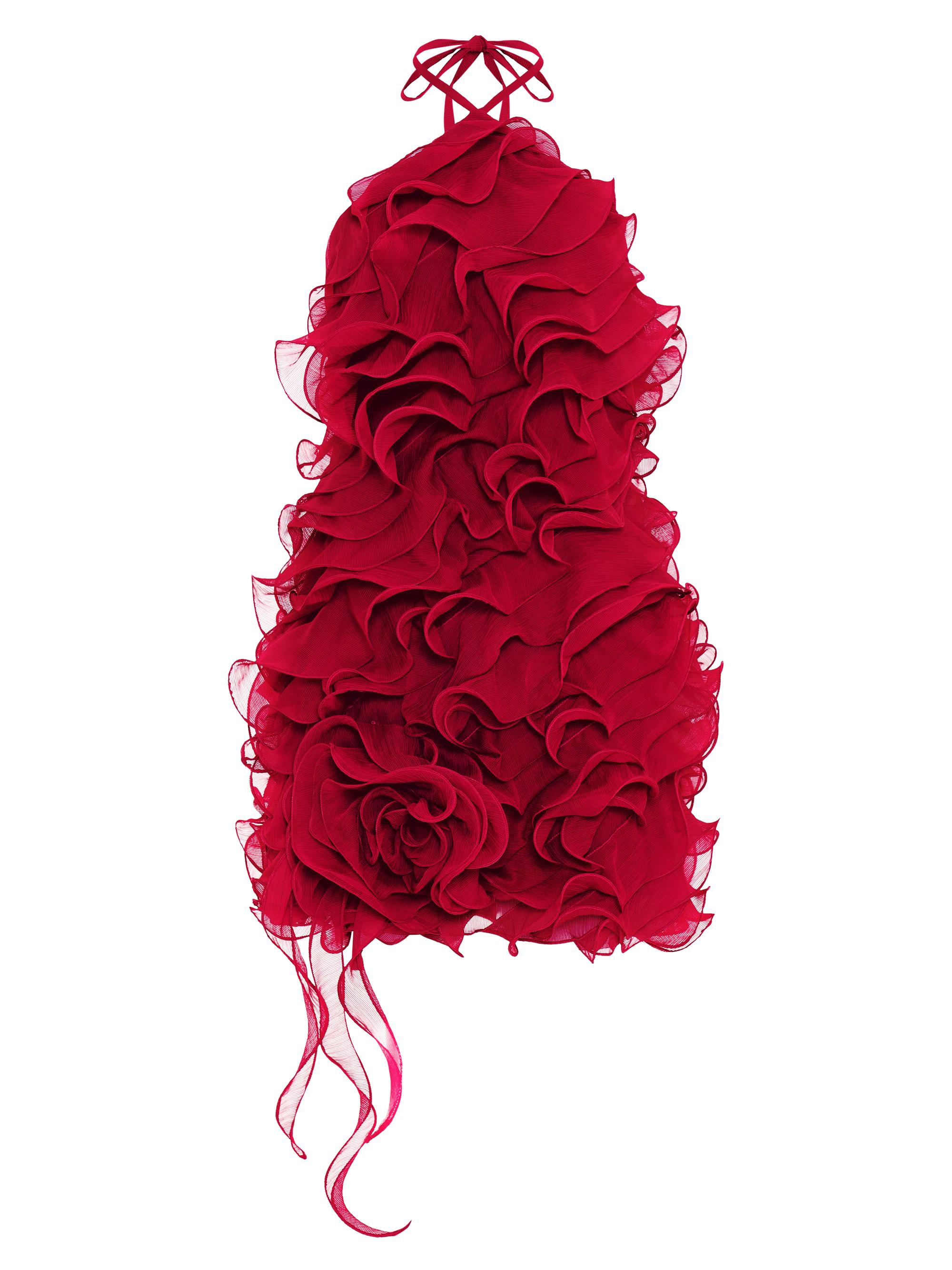 PatBO Women's Ruffle Silk Halterneck Minidress - Dark Pink