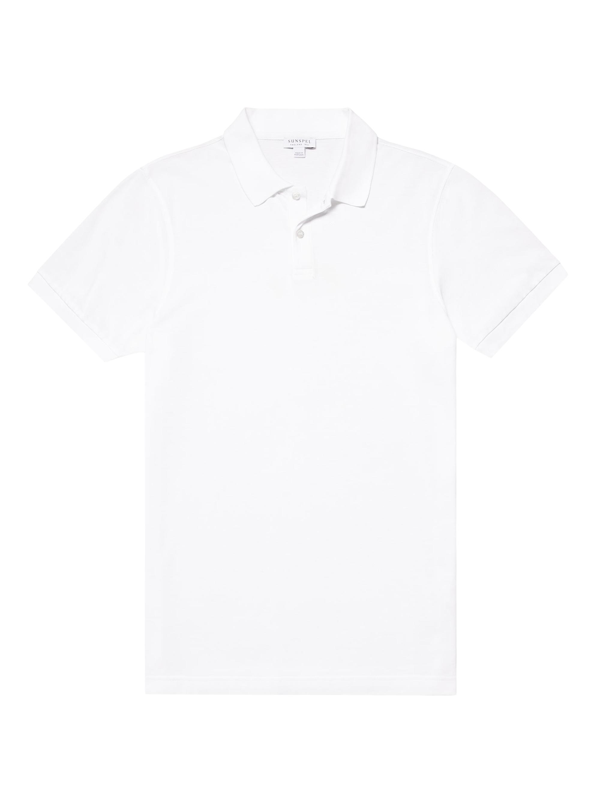 Sunspel Men's Cotton Piqué Short-Sleeve Polo Shirt - White