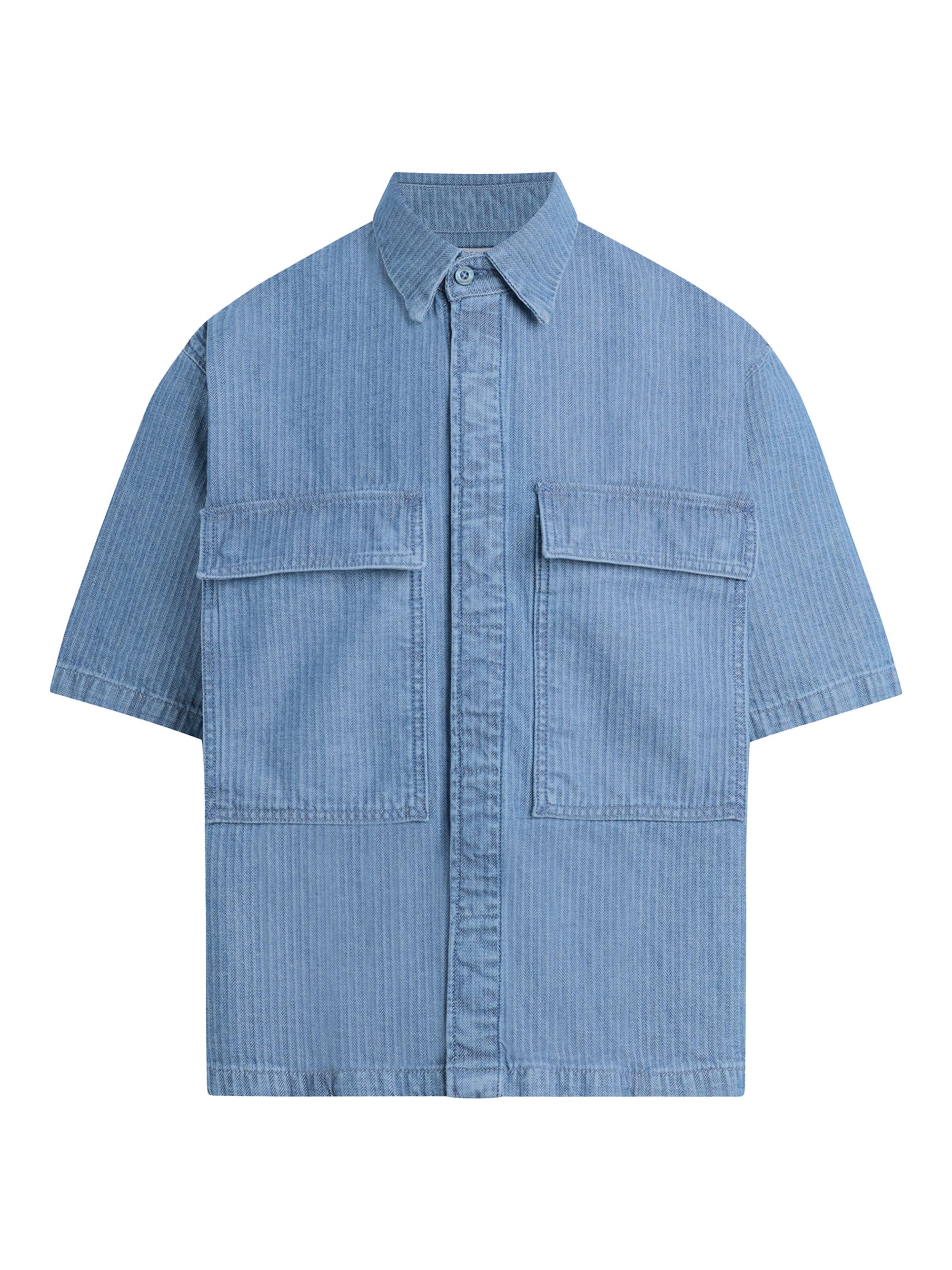 Hudson Jeans Men's Cotton Herringbone Utility Shirt - Herringbone