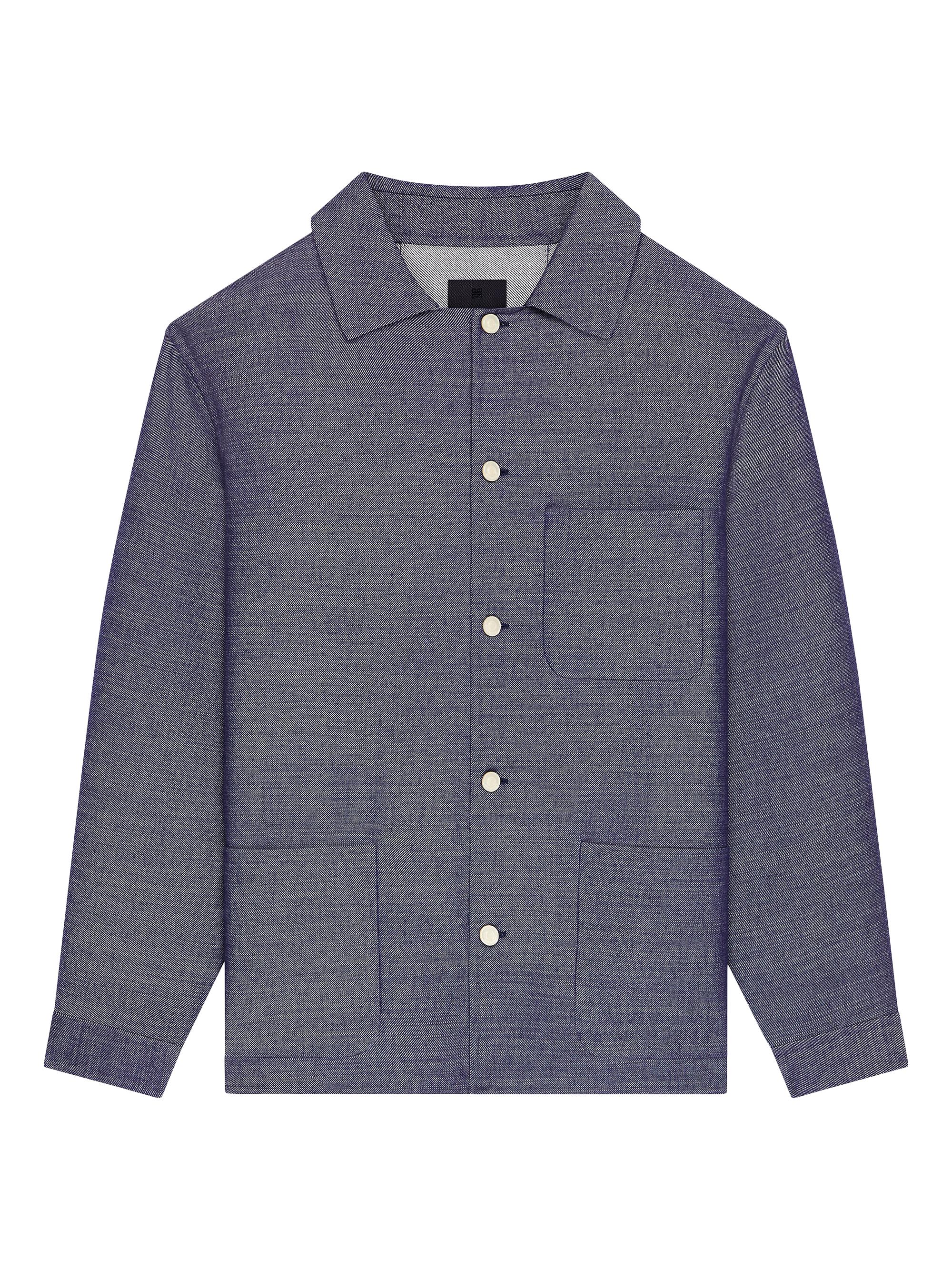 Givenchy Men's Overshirt in Double Face Denim - Indigo Blue