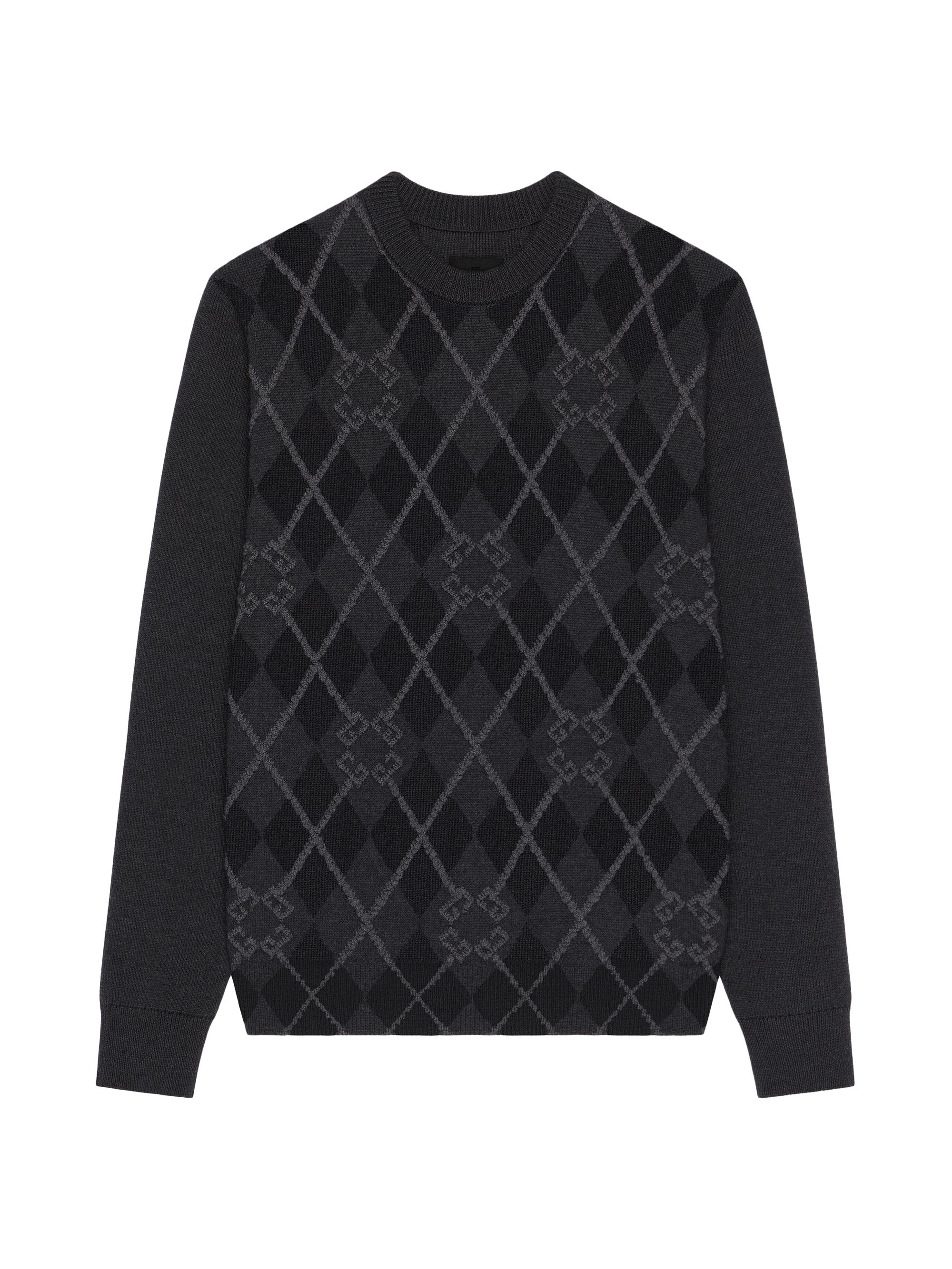 Givenchy Men's Sweater in Monogram 72 Argyle Wool - Black