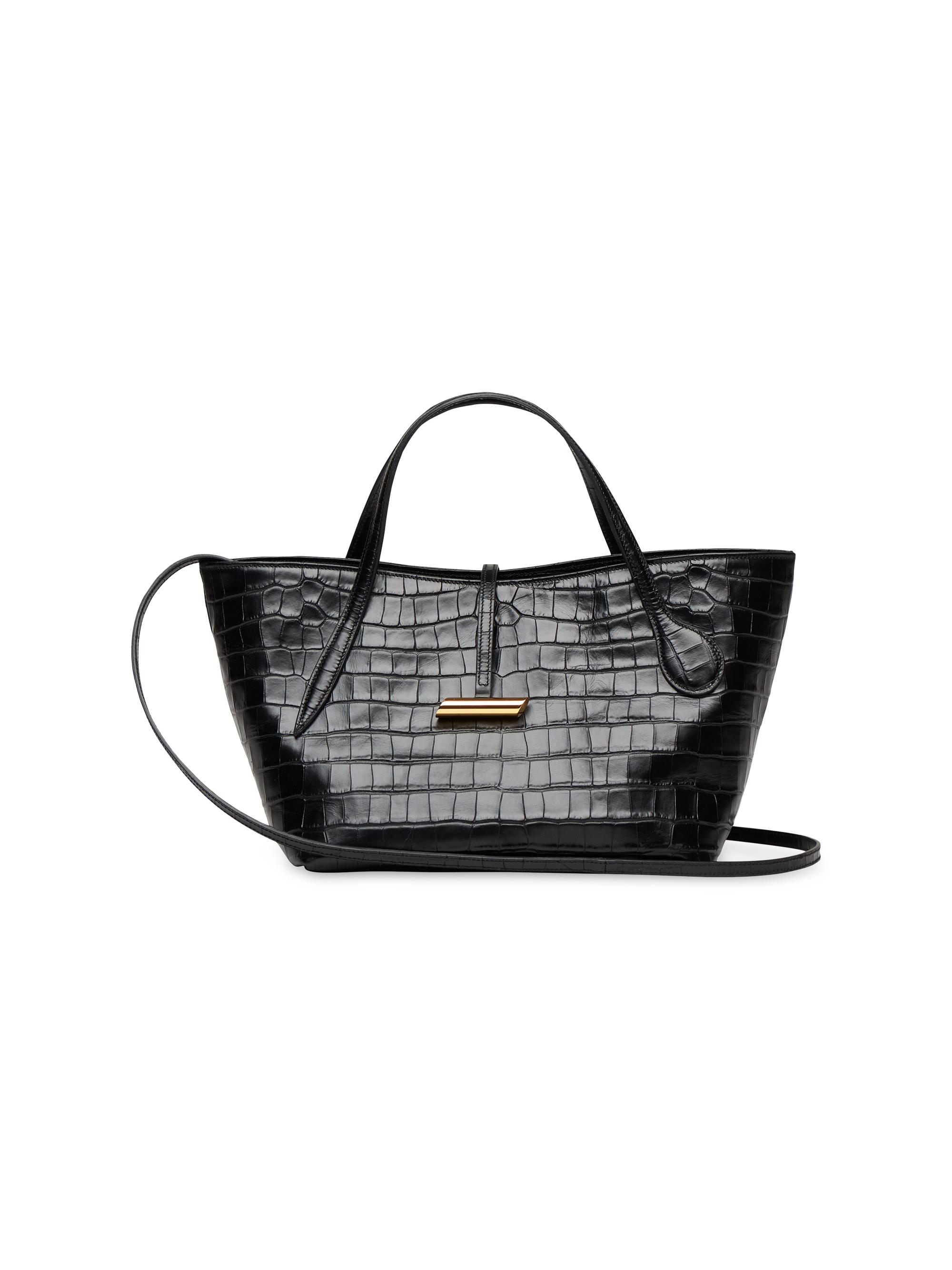 Liffner Women's Petite Penne Crocodile-Embossed Leather Tote Bag - Black