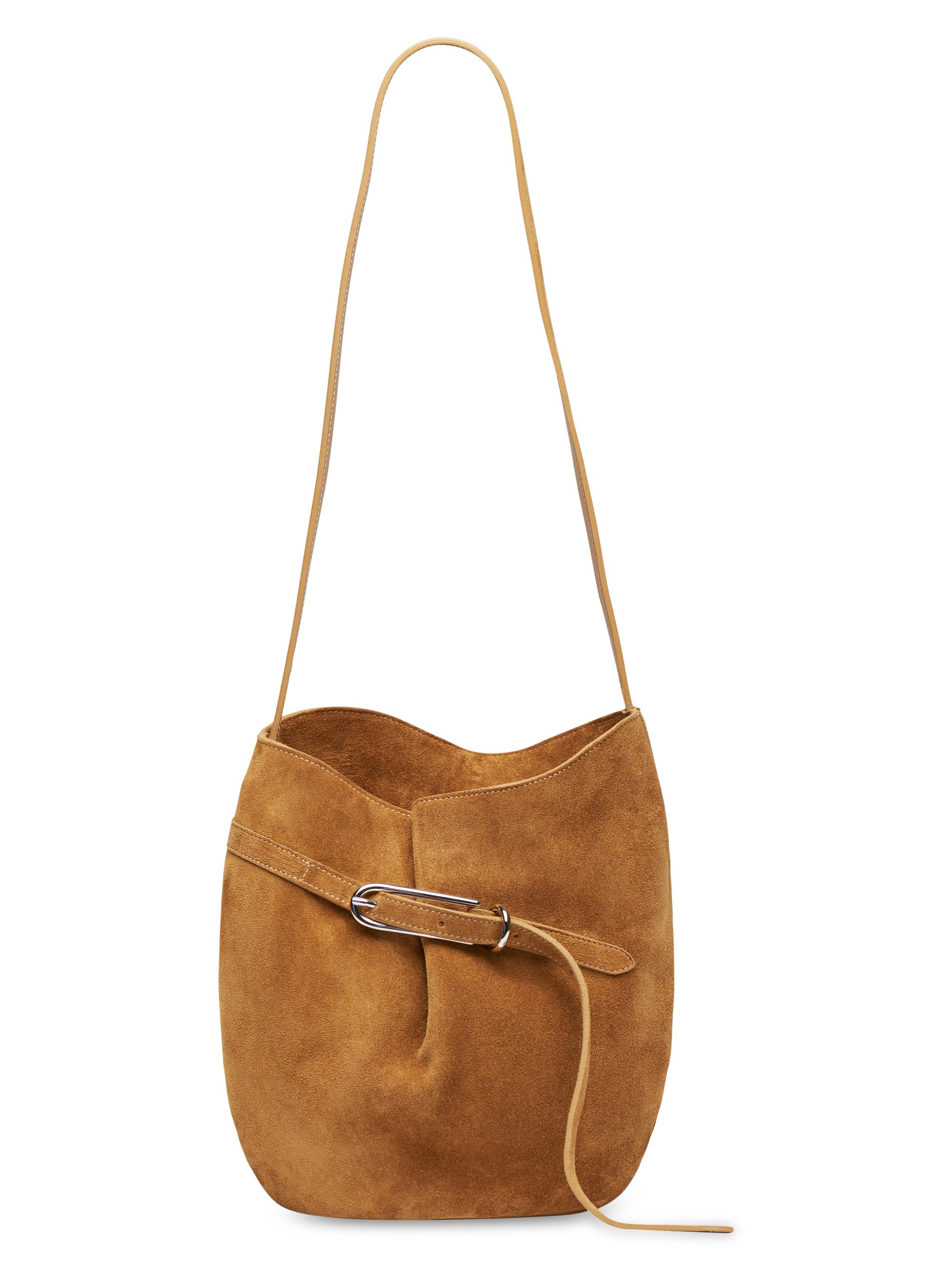 Liffner Women's Belted Suede Bucket Bag - Beige