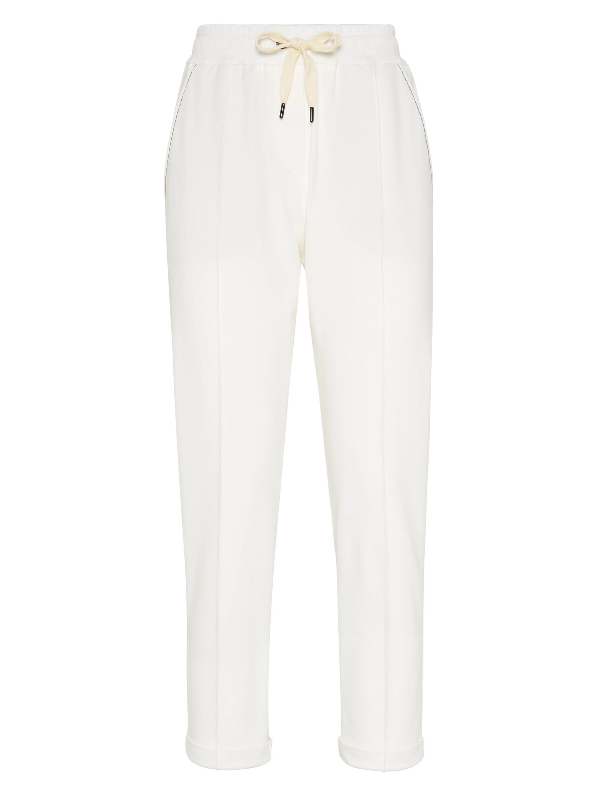 Brunello Cucinelli Women's Stretch Cotton Lightweight French Terry Track Trousers - White