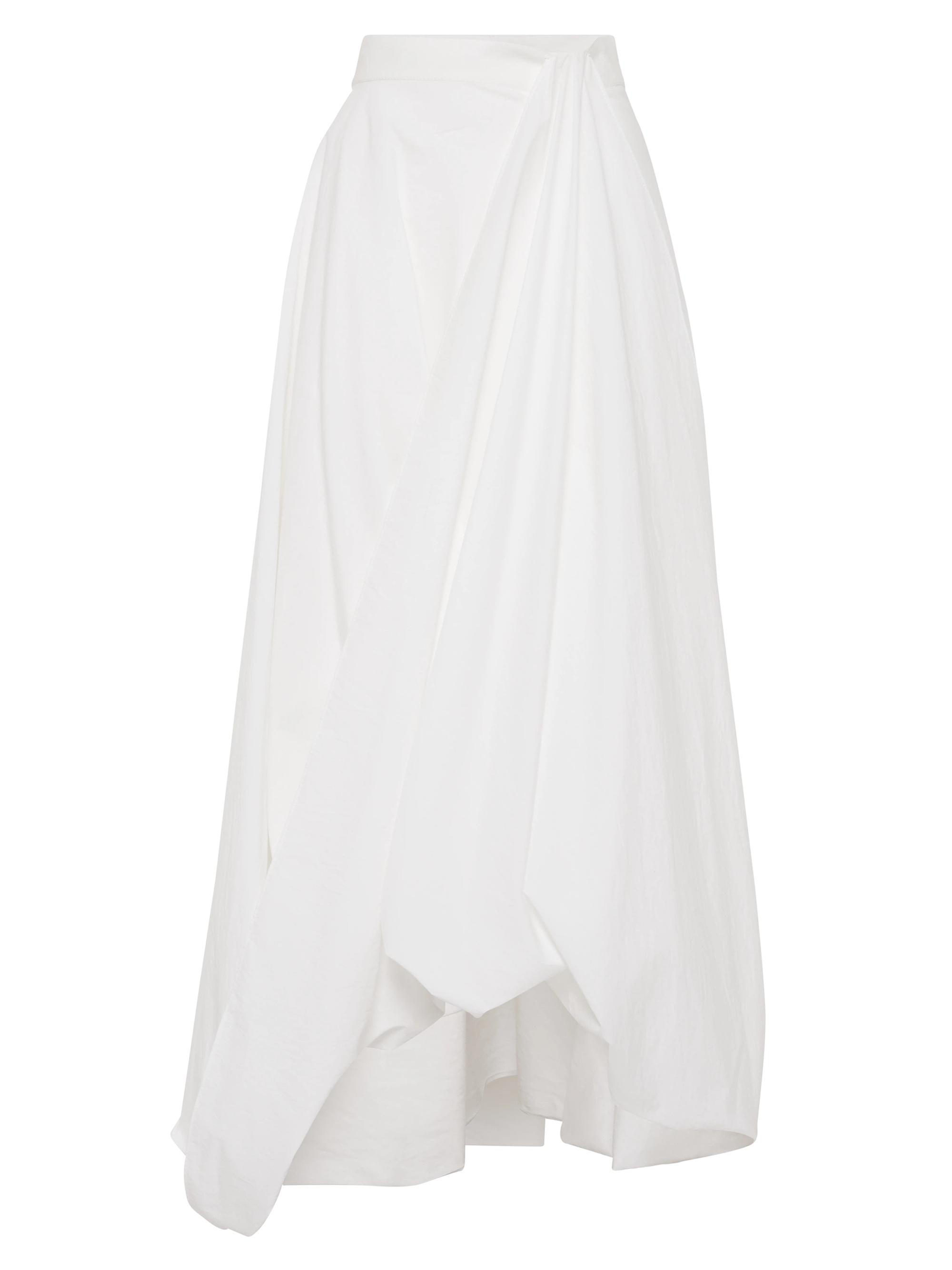 Brunello Cucinelli Women's Techno Cotton Poplin Bubble Hem Skirt - White