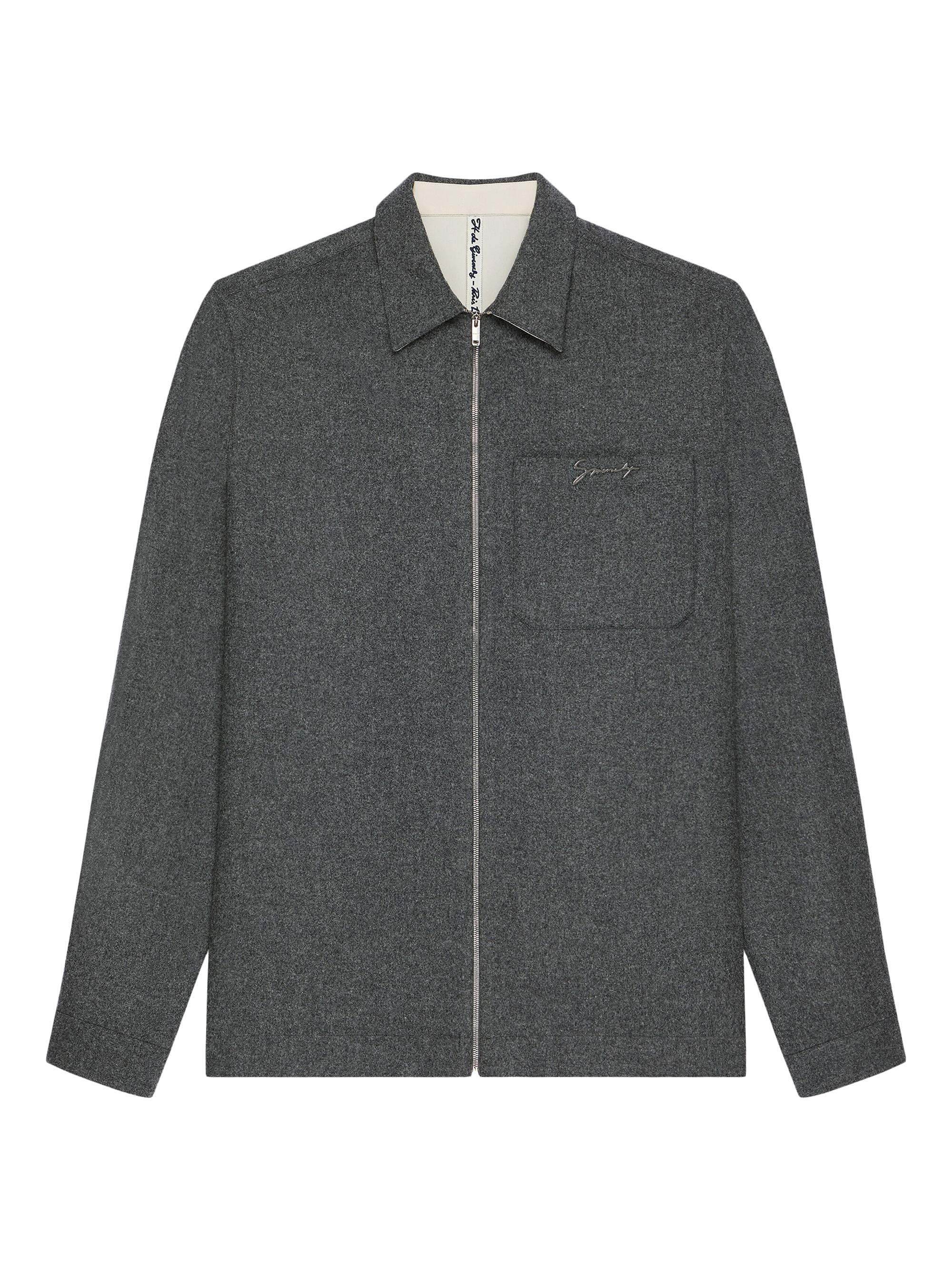 Givenchy Men's Zipped Shirt in Wool - Medium Grey